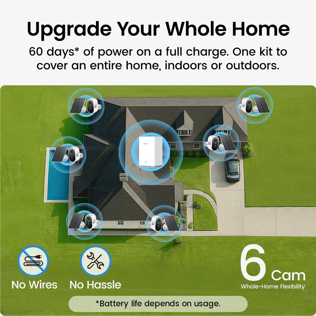 aosu Solar Security Cameras Wireless Outdoor, 2K HD Home Security Camera System, PIR + AI Human Detection, Color Night Vision, Easy to Set Up, Local Storage, No Subscription Required, 4-Cam Kit