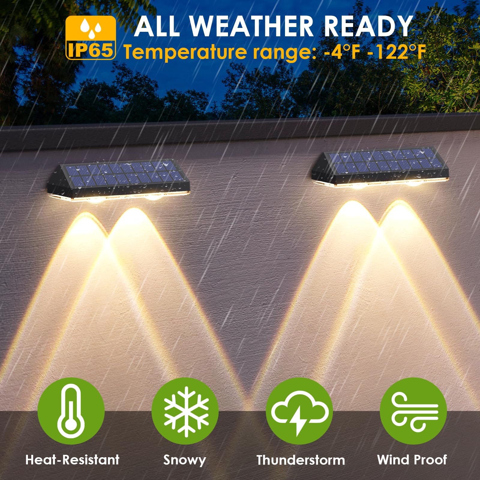 Solar Fence Lights Outdoor - 2700/4000/6000K 3 Mode, 8 Pack Solar Fence Lights Outdoor Waterproof LED, Fence Light Solar Powered for Outside, Backyard, Railing, Step, Patio,Wall and Home Improvement