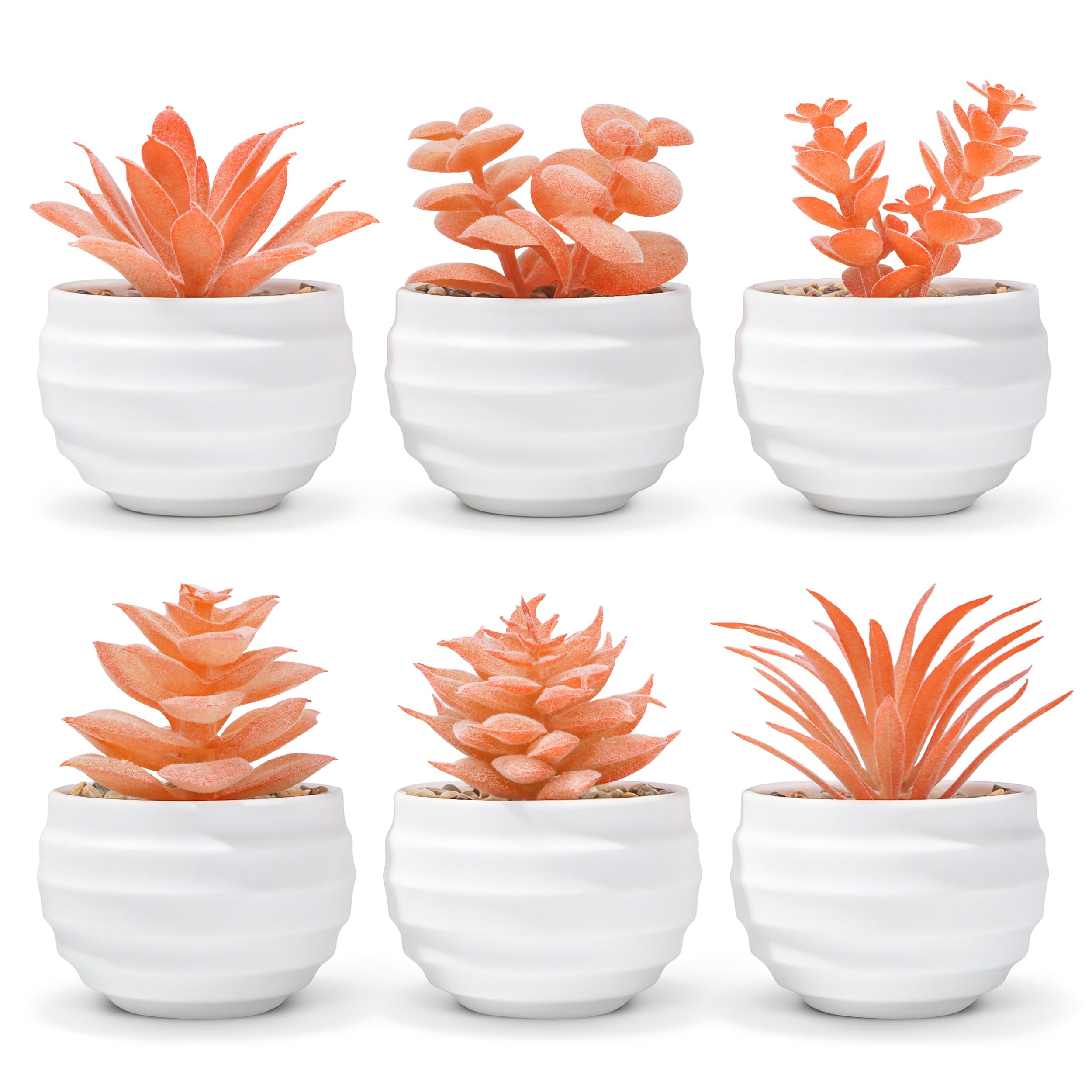Der Rose 6 Pack Succulents Fake Plants for Bedroom Bathroom Home Decor | Small fake plants，perfect for aesthetic living room shelf decor，office desk accessories，gifts for women，fresh all year