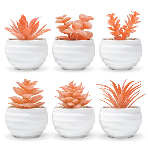 Der Rose 6 Pack Succulents Fake Plants for Bedroom Bathroom Home Decor | Small fake plants，perfect for aesthetic living room shelf decor，office desk accessories，gifts for women，fresh all year