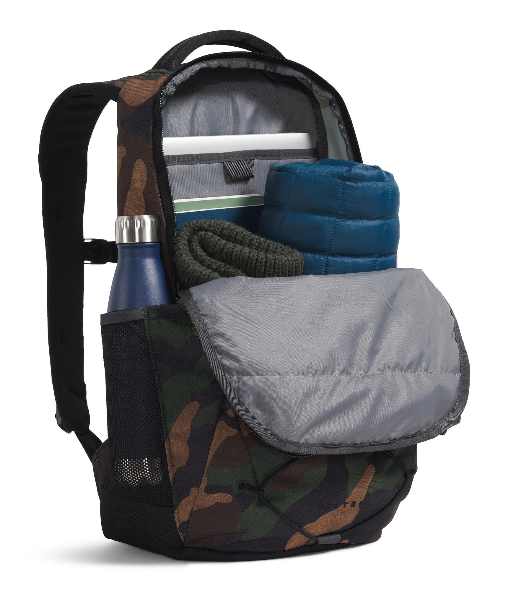 The North Face Jester Everyday Laptop Backpack - Commuter Daypack, Water Repellent, Laptop Sleeve, TNF Black-NPF, One Size | 28L recycled polyester with DWR finish, padded 16 in sleeve, chiropractor-endorsed FlexVent suspension, bottle pockets