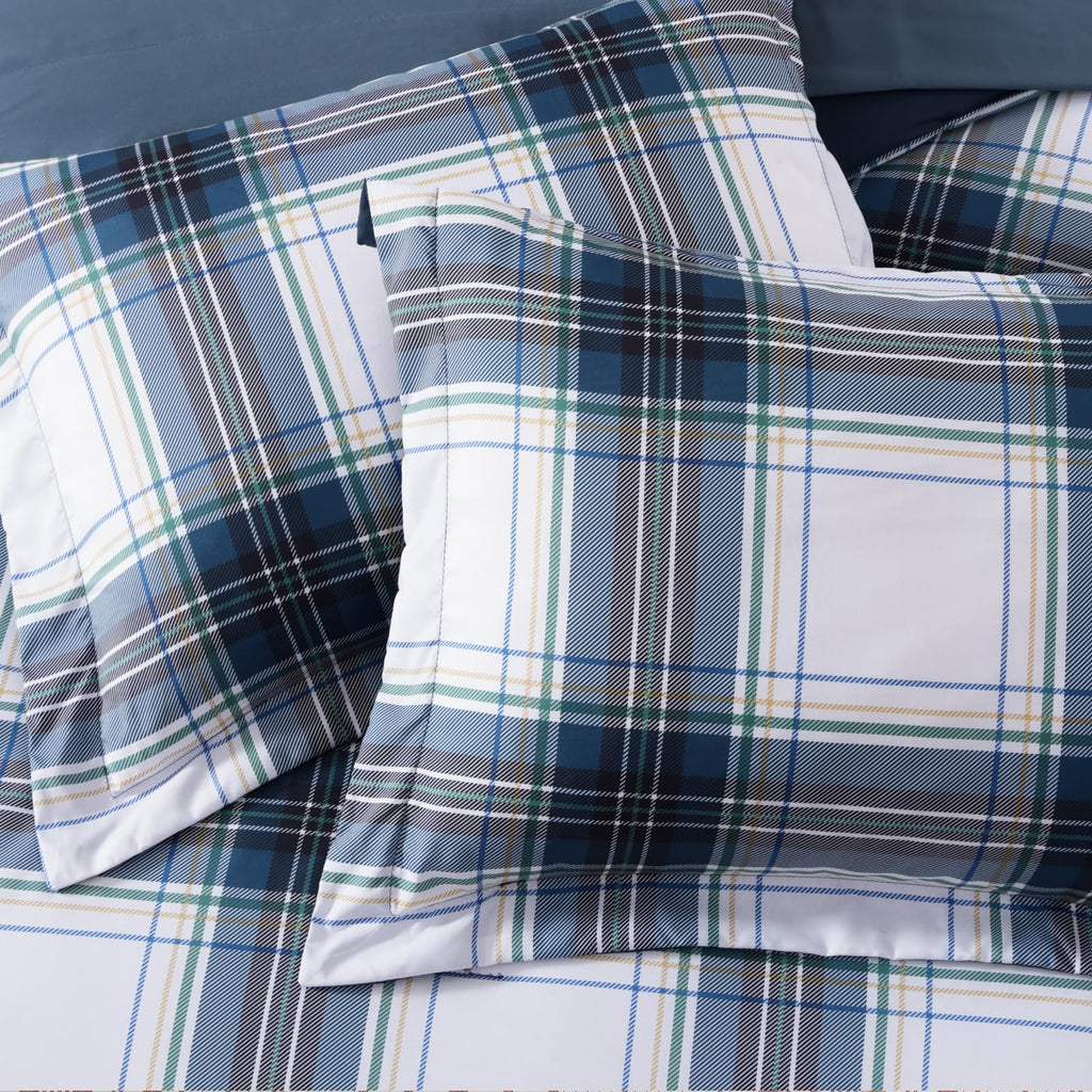 MaiRêve Plaid Twin XL Comforter Set Navy Blue 5 Pieces Dorm Bed in a Bag | Rustic Farmhouse Bedding Sets for Boys Teen with Sheets, Pillowcase & Sham