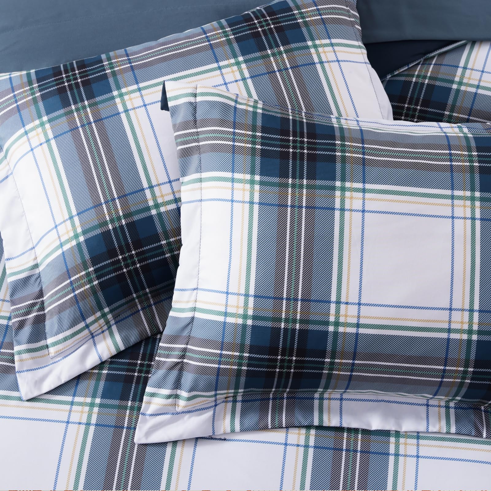 MaiRêve Plaid Twin XL Comforter Set Navy Blue 5 Pieces Dorm Bed in a Bag | Rustic Farmhouse Bedding Sets for Boys Teen with Sheets, Pillowcase & Sham