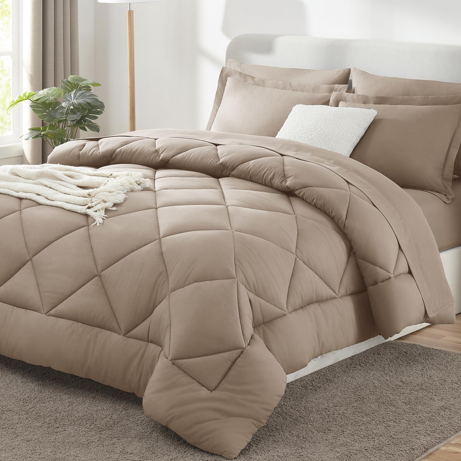 CozyLux Twin XL Comforter Set Black - 5 Pieces Twin Extra Long Bed in a Bag for College Dorm, All Season Bedding Set for Girls and Boys, Soft Bed Set with Comforter, Sheets, Pillowcase & Sham
