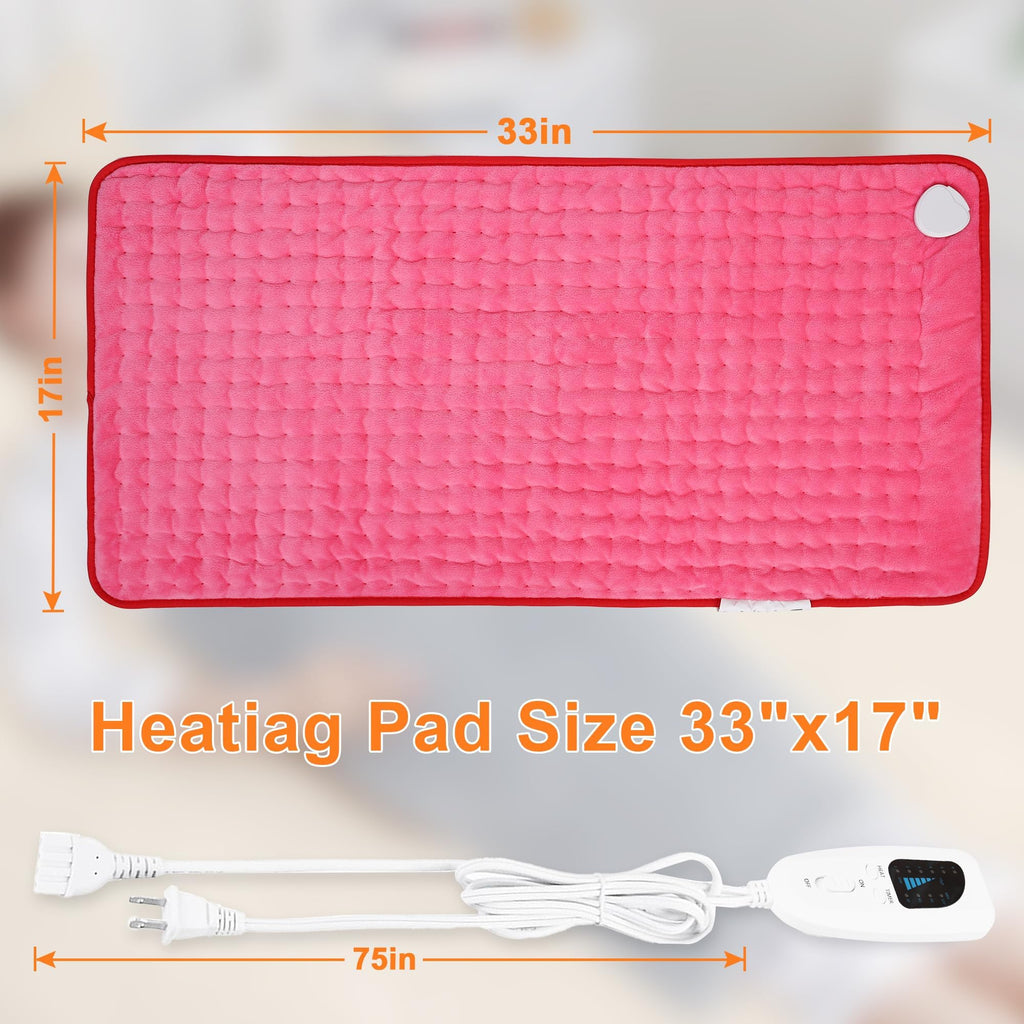 Heating Pad,Heated Blanket,Heating Pad for Back Neck,Silvergray,24x12In | Electric Heating Pad,Dry/Moist Heat Heating Pads,Heating Pads for Shoulder,Abdomen,Knee,Heat Pad for Women Men,Birthday Gift