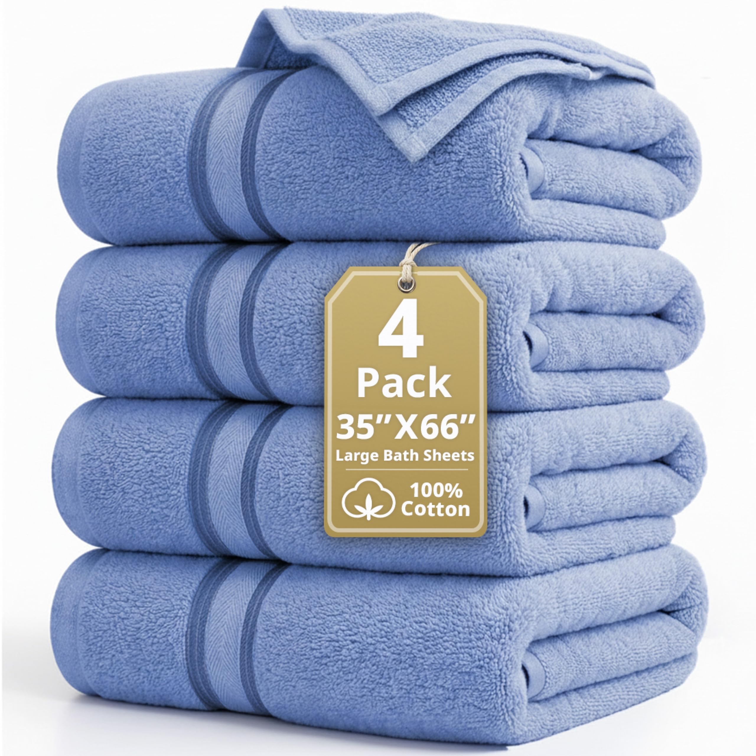 LANE LINEN Bathroom Towels Set of 18 – Zero Twist, 100% Mercerized Cotton Towel, 6 Bath, 6 Handtowel & 6 Washcloths, Luxury Hotel Design, Perfect for Salon & Guests, Machine Washable – Cerulean Blue