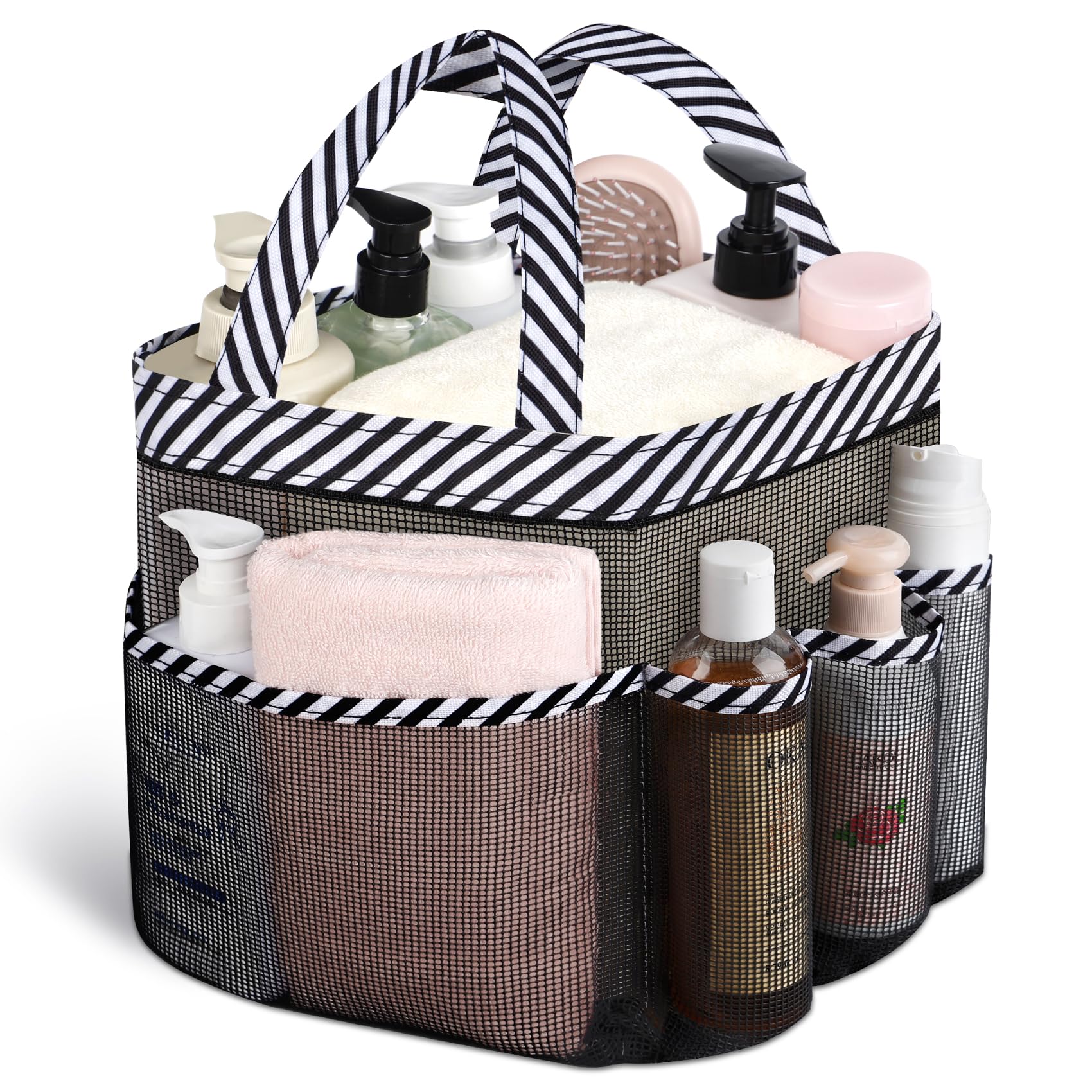 Attmu Mesh Shower Caddy Portable for College Dorm Room Camping Essentials, Shower Caddy Dorm with 9-Pockets, Large Capacity Hanging Basket Bathroom Bag for Toiletry, Swimming, Gym, Camp, Beach