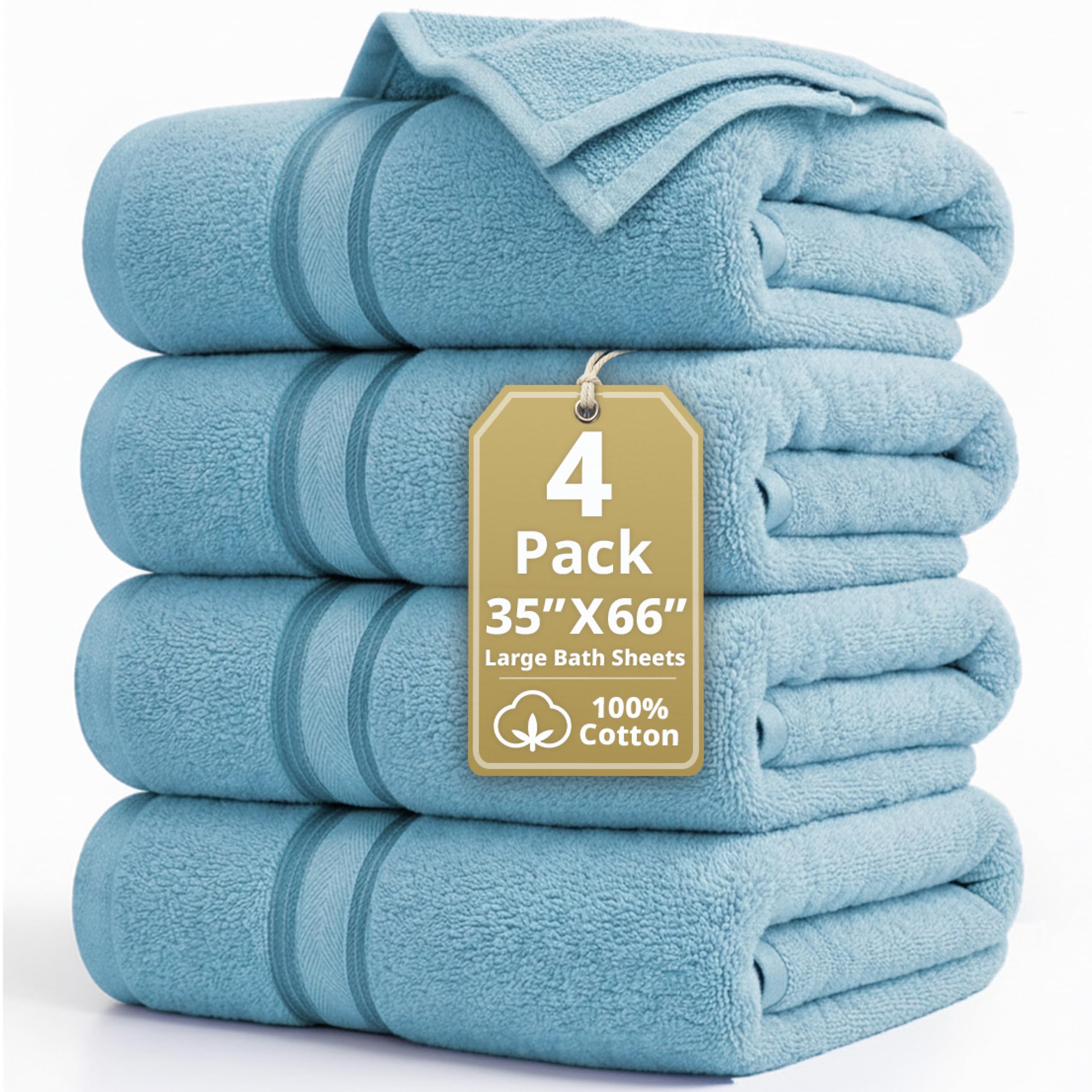 LANE LINEN Bathroom Towels Set of 18 – Zero Twist, 100% Mercerized Cotton Towel, 6 Bath, 6 Handtowel & 6 Washcloths, Luxury Hotel Design, Perfect for Salon & Guests, Machine Washable – Cerulean Blue