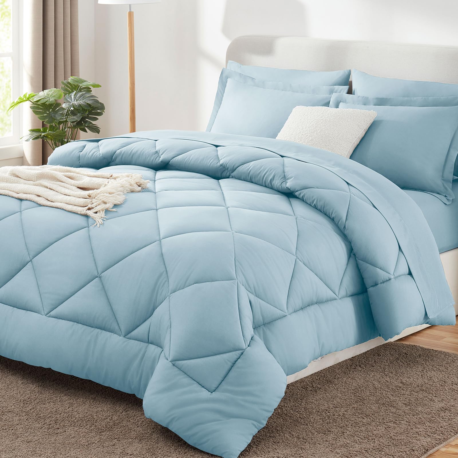 CozyLux Twin XL Comforter Set Black - 5 Pieces Twin Extra Long Bed in a Bag for College Dorm, All Season Bedding Set for Girls and Boys, Soft Bed Set with Comforter, Sheets, Pillowcase & Sham