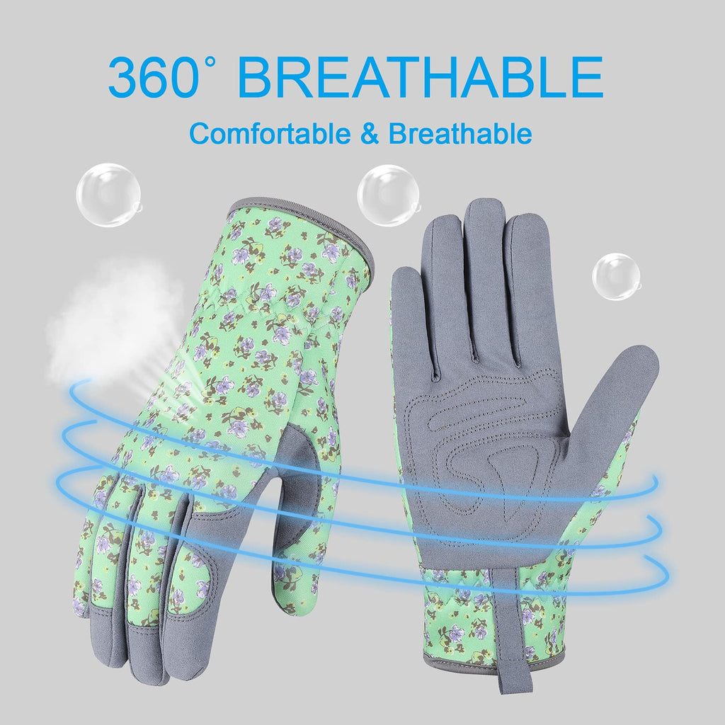 Bamllum Leather Gardening Gloves for Women - Working Gloves for Weeding, Digging, Planting, Raking and Pruning