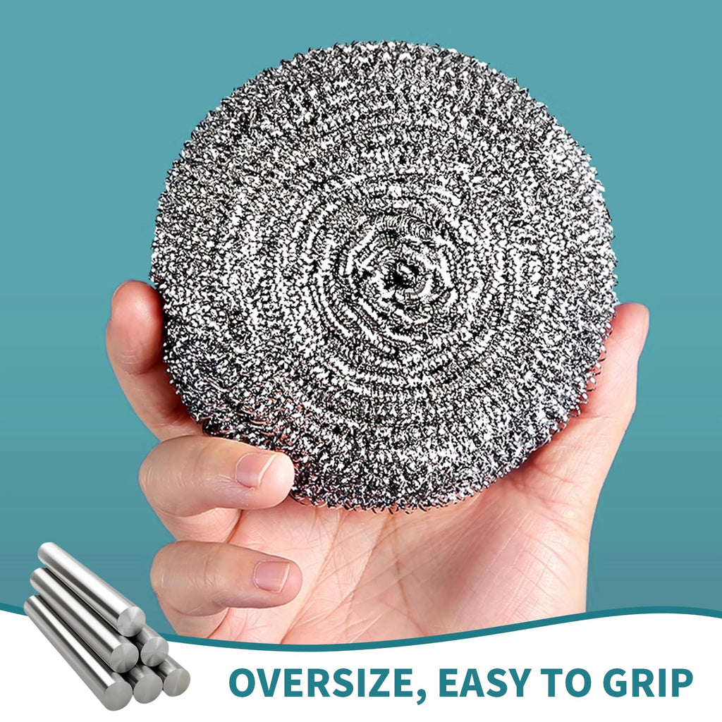 12Pcs Steel Wool Scrubber Pads for Cleaning Dishes, Pans, Pots, Ovens, Grills, Sinks - Stainless Steel Scrubbers for Kitchen, 12 Pack