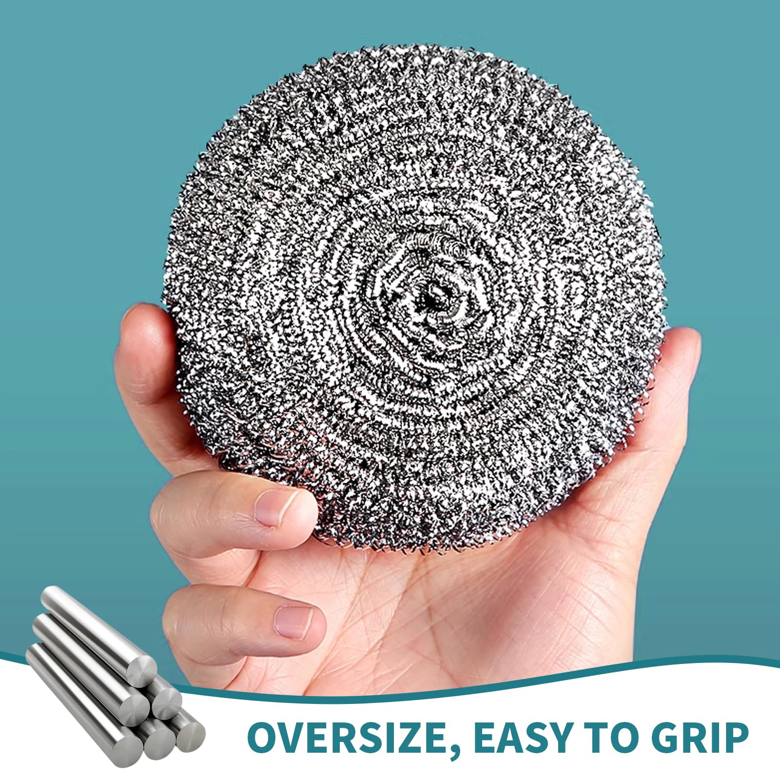 12Pcs Steel Wool Scrubber Pads for Cleaning Dishes, Pans, Pots, Ovens, Grills, Sinks - Stainless Steel Scrubbers for Kitchen, 12 Pack