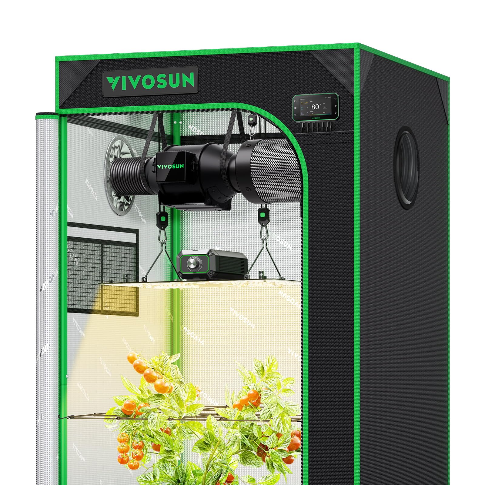 VIVOSUN Smart Grow Tent Kit 2x4, 2-Plant WiFi-Integrated Grow System | including 200W Full Spectrum LED,Automatic Control with GrowHub E42A+, Efficient Ventilation System,48x24x60" Grow Tent