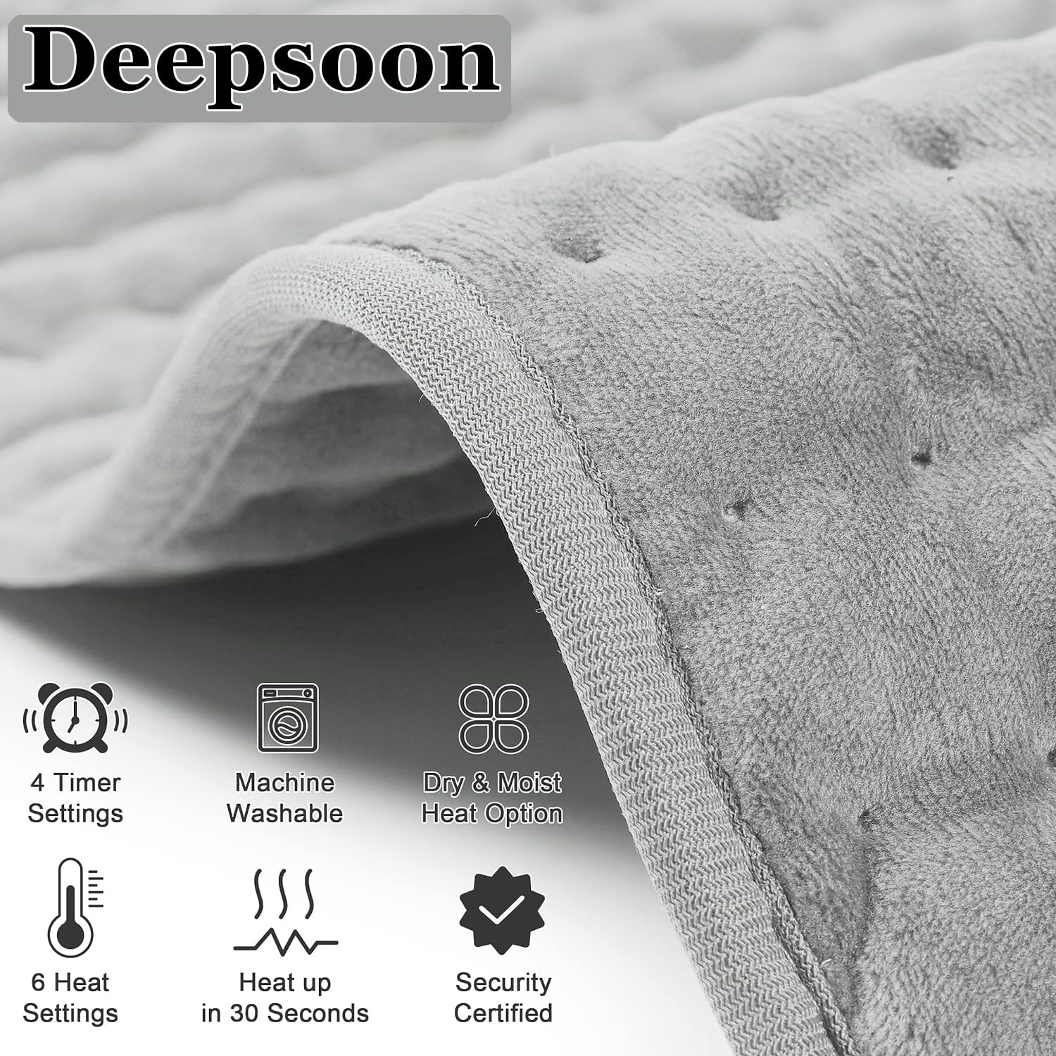 Heating Pad,Heated Blanket,Heating Pad for Back Neck,Silvergray,24x12In | Electric Heating Pad,Dry/Moist Heat Heating Pads,Heating Pads for Shoulder,Abdomen,Knee,Heat Pad for Women Men,Birthday Gift