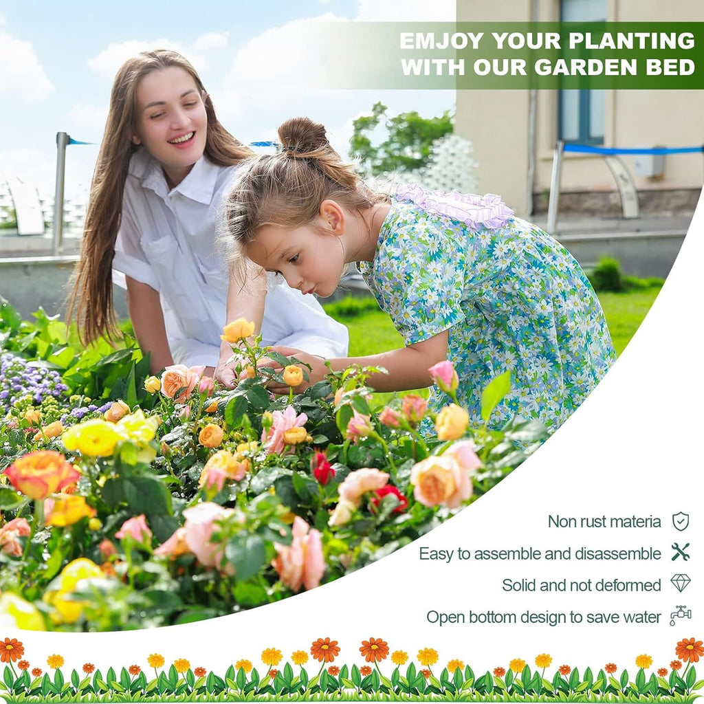 Land Guard 3 Pack 8×4×1ft Galvanized Metal Raised Garden Bed, Metal Planter Kit Box Outdoor for Deep-Rooted Vegetables, Flowers, Green and Herbs, Silver