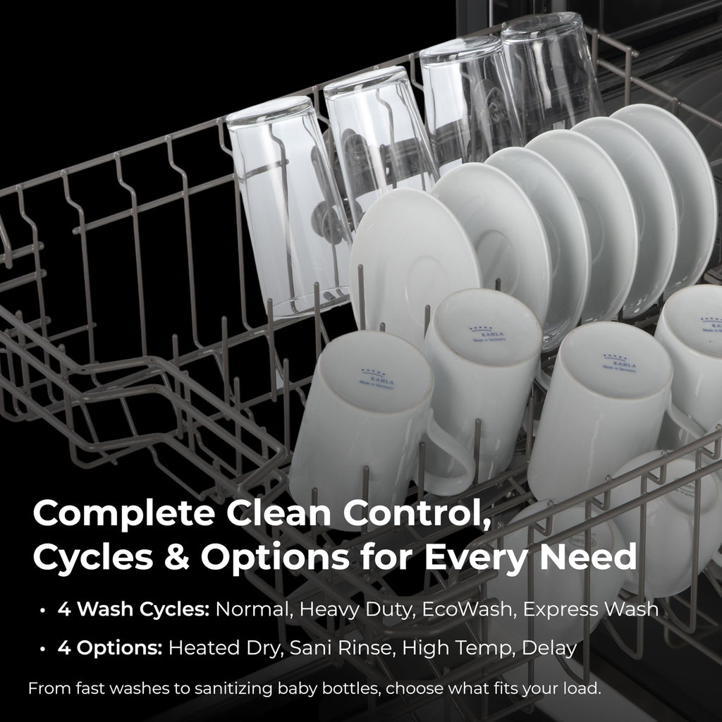 Kenmore 24" Hybrid Tub Dishwasher - Black | 54 DBA - MoreSpace Adjustable Rack, UltraWash, High Temp & SmartWash - 12 Place Settings - ENERGY STAR Certified