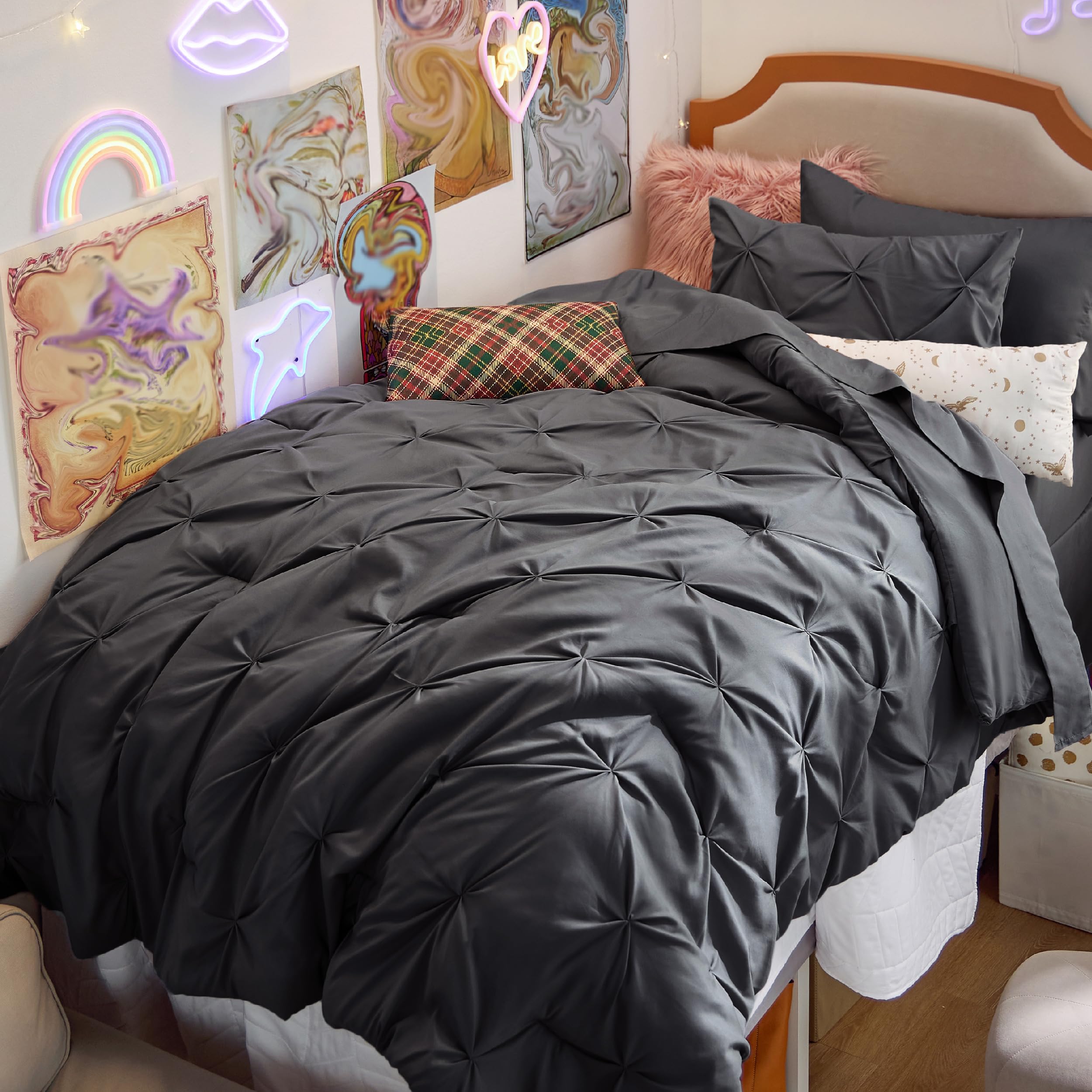 Bedsure Twin XL Comforter Set Pink - Dorm Room Essentials for Girls, Extra Long Twin XL Bedding Set with Sheets, All Season Down Alternative Comforter with Sheets, Pillowcase & Sham