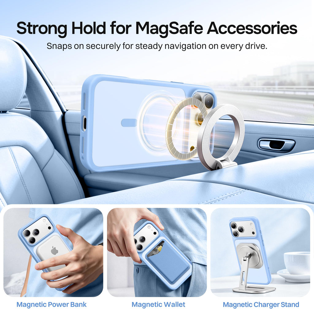 Magnetic for iPhone 17 Pro Max Case, Compatible with MagSafe, [Military Grade Drop Protection] Translucent Matte Shockproof Protective Anti-Fingerprint Phone Case, 6.9", Dark Purple