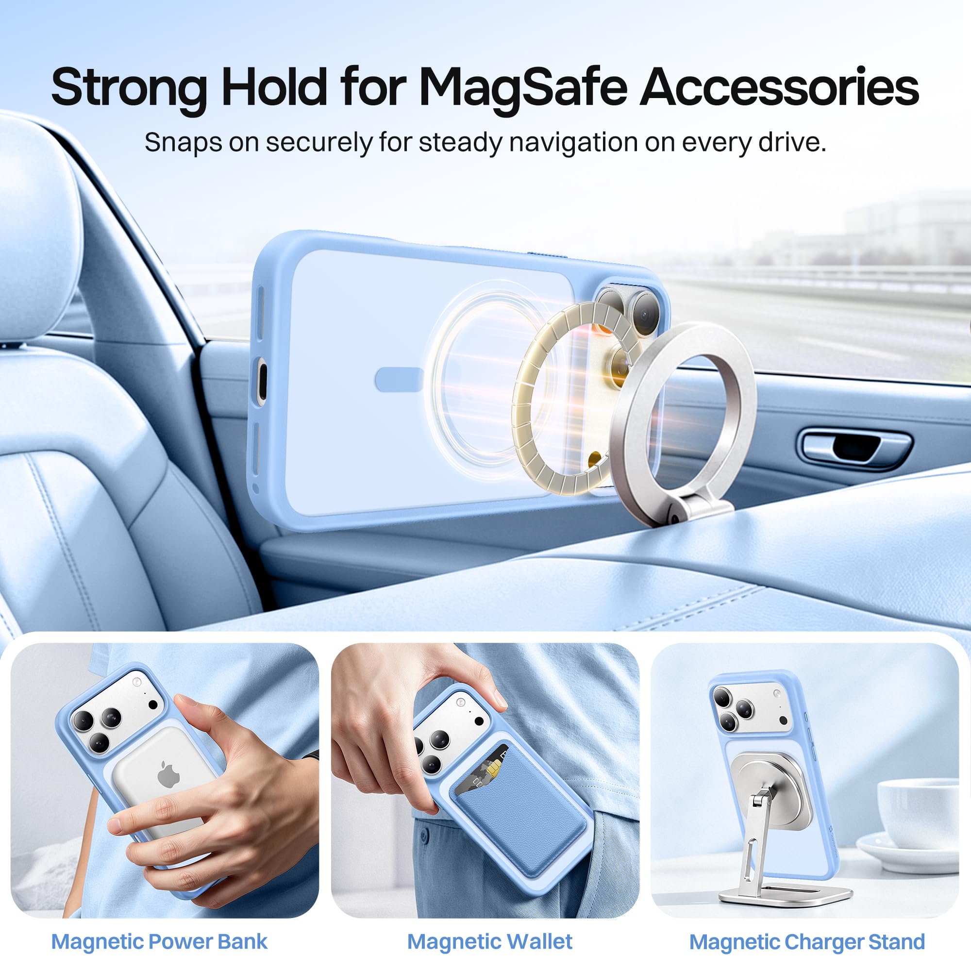 Magnetic for iPhone 17 Pro Max Case, Compatible with MagSafe, [Military Grade Drop Protection] Translucent Matte Shockproof Protective Anti-Fingerprint Phone Case, 6.9", Dark Purple