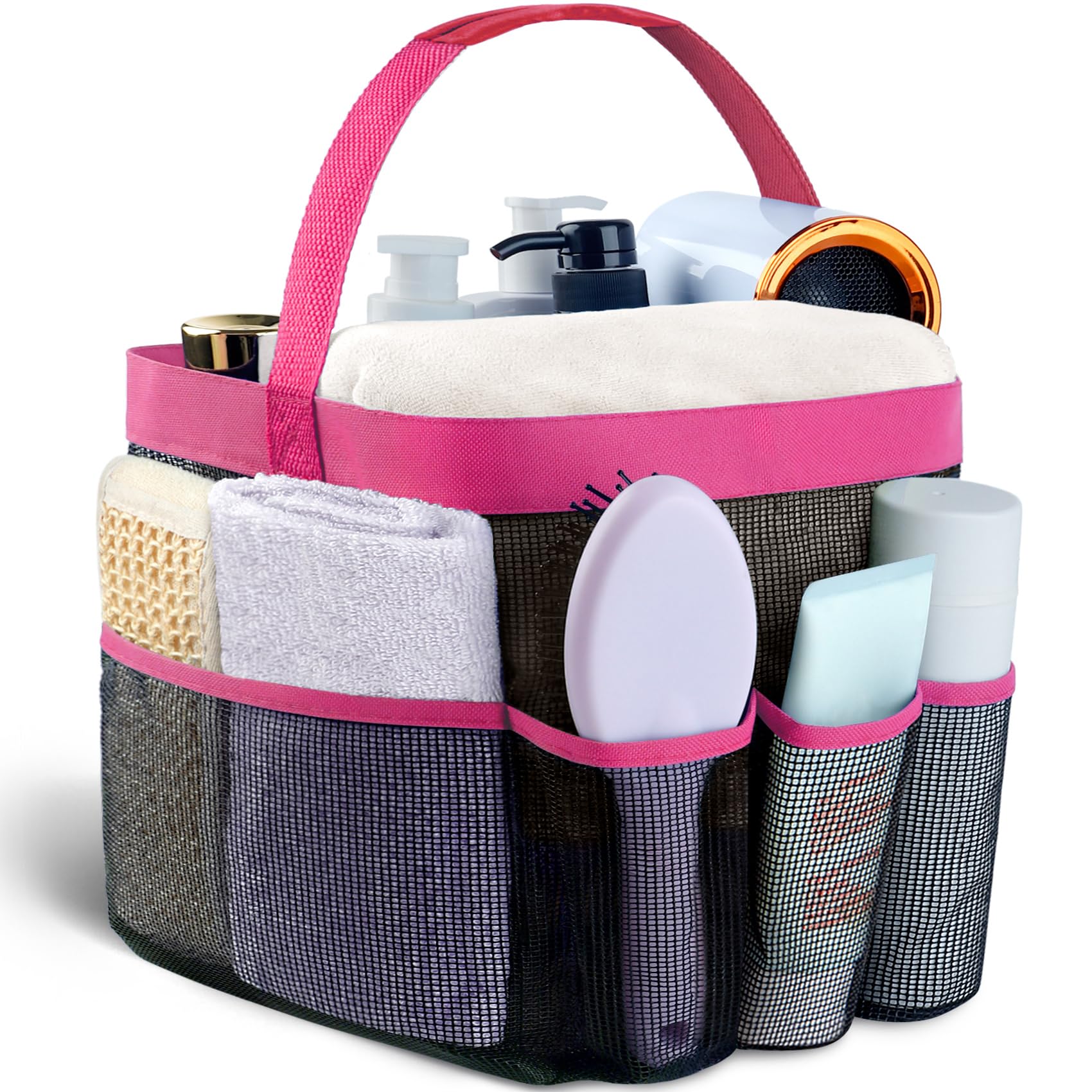 Attmu Mesh Shower Caddy Portable for College Dorm Room Camping Essentials, Shower Caddy Dorm with 9-Pockets, Large Capacity Hanging Basket Bathroom Bag for Toiletry, Swimming, Gym, Camp, Beach