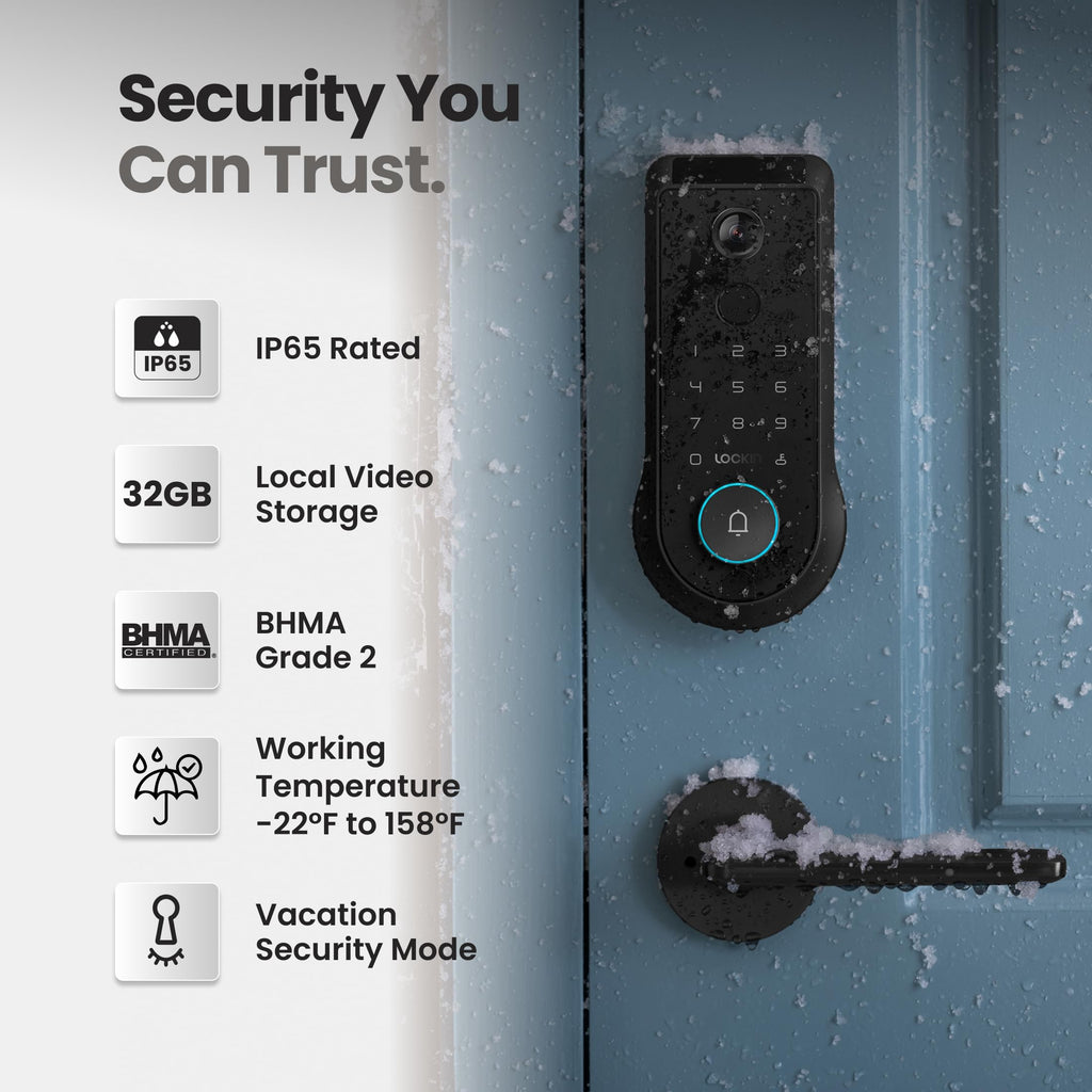 Lockin Venoris Smart Lock - Palm Vein & Fingerprint Keyless Entry Door Lock - 6 Unlock Methods - Built-in WiFi - Smart Home Compatible - No Monthly Subscription - 7-Month Battery Life