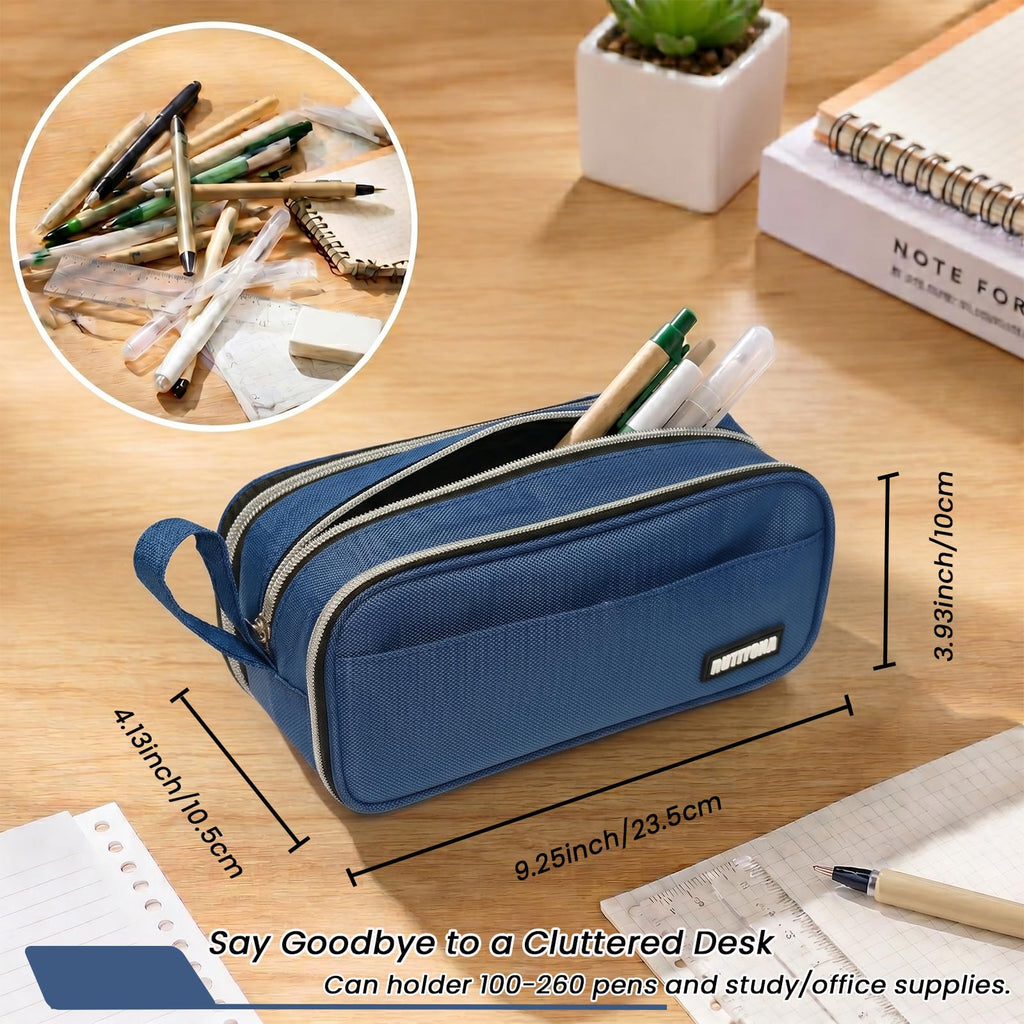 Large Pencil Case Pouch, Extra Big Pencil Bag with 4 Compartments for Kids, Oxford Cloth Pen Bag with Zipper, Pencil Organizer, Cute Aesthetic School Supplies for Teen Girls Boys Adults Pink