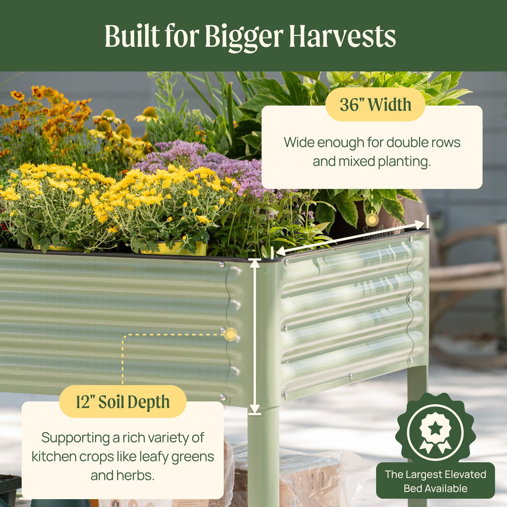 Rolling Elevated Raised Garden Bed, 2' x 4' Outdoor Planters Boxes with Legs & Storage Rack for Patio, 700 Lbs Weight Capacity, Raised Beds for Gardening Herbs Flowers, Pearl White