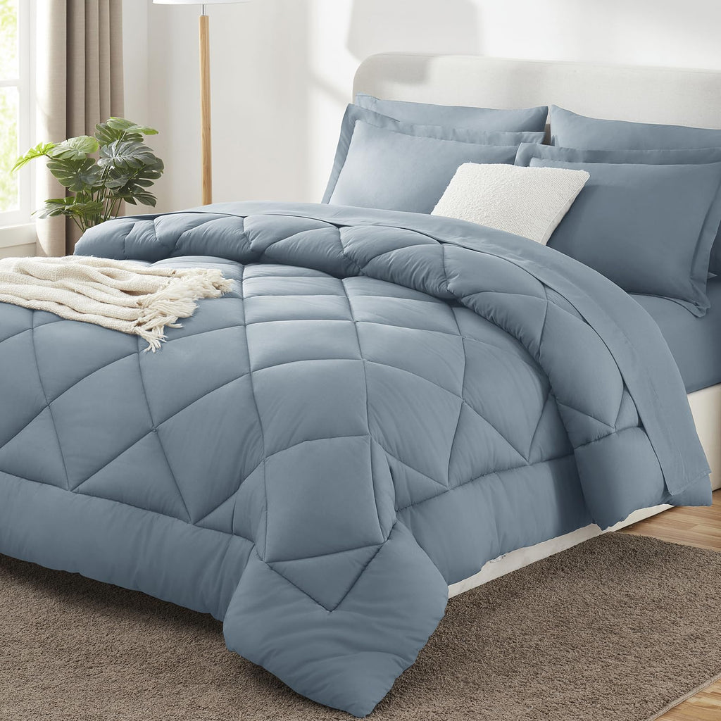 CozyLux Twin XL Comforter Set Black - 5 Pieces Twin Extra Long Bed in a Bag for College Dorm, All Season Bedding Set for Girls and Boys, Soft Bed Set with Comforter, Sheets, Pillowcase & Sham