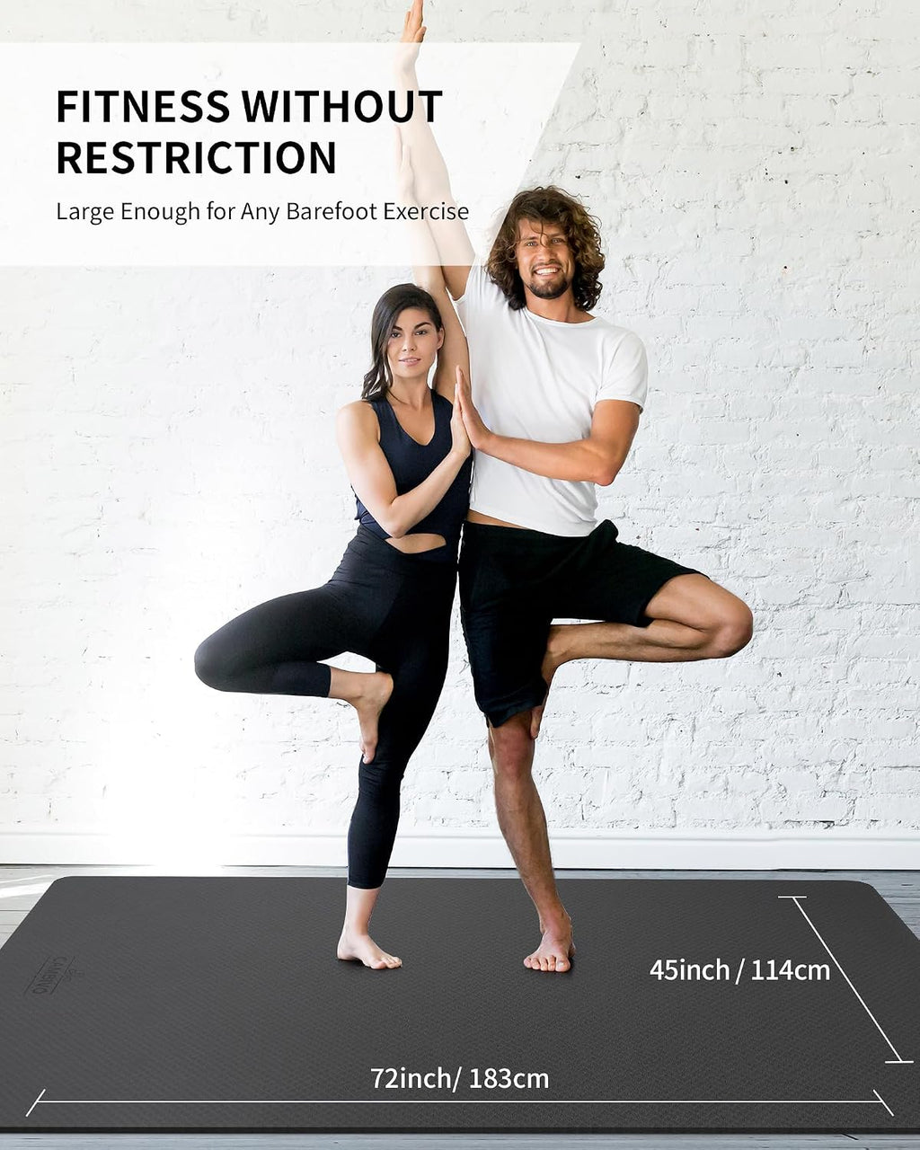 CAMBIVO Yoga Mat 72" x 48" Large Workout Mat for Home Gym Flooring | 6mm-12mm (0.24"-0.48") Extra Thick Exercise Mat for Apartment Fitness | High-Density TPE Cushioning for Joint Protection