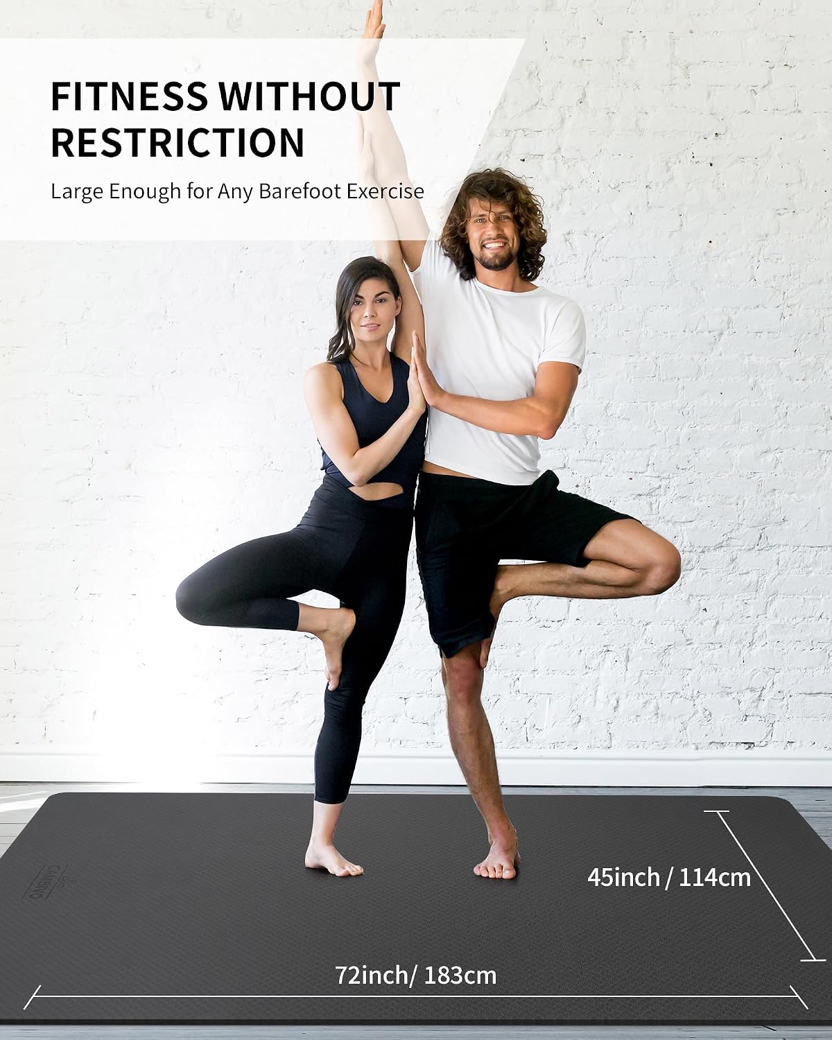 CAMBIVO Yoga Mat 72" x 48" Large Workout Mat for Home Gym Flooring | 6mm-12mm (0.24"-0.48") Extra Thick Exercise Mat for Apartment Fitness | High-Density TPE Cushioning for Joint Protection