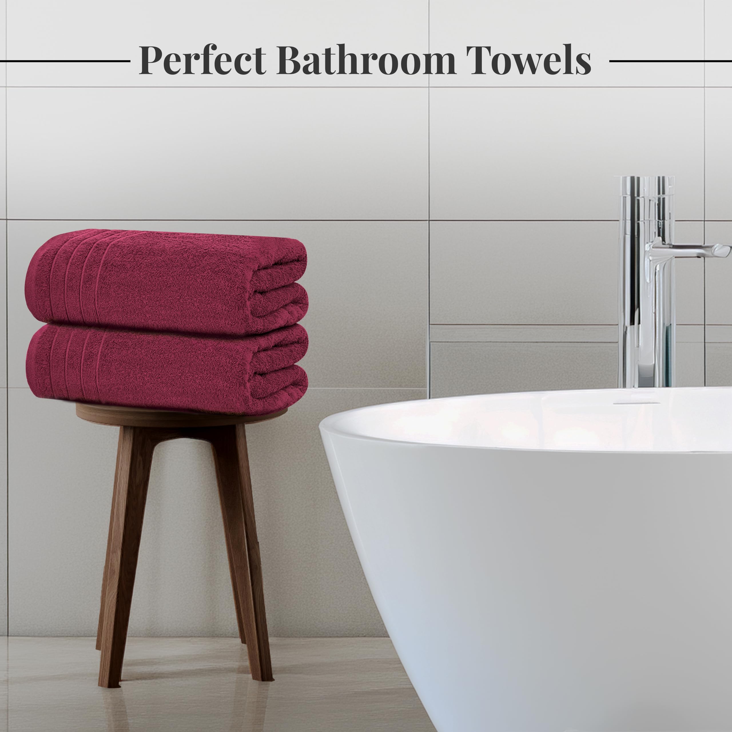Tens Towels Pack of 4 Extra Large Bath Towels 30 x 60 Inches, 100% Cotton, Larger & Lighter Weight, Quicker to Dry, Super Soft and Absorbent, Perfect for Bathroom, Black