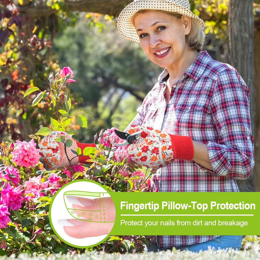 Ainiv Floral Gardening Gloves for Women/Ladies, Non-Slip Garden Work Gloves,Breathable Yard Work Glove Light Working Gloves
