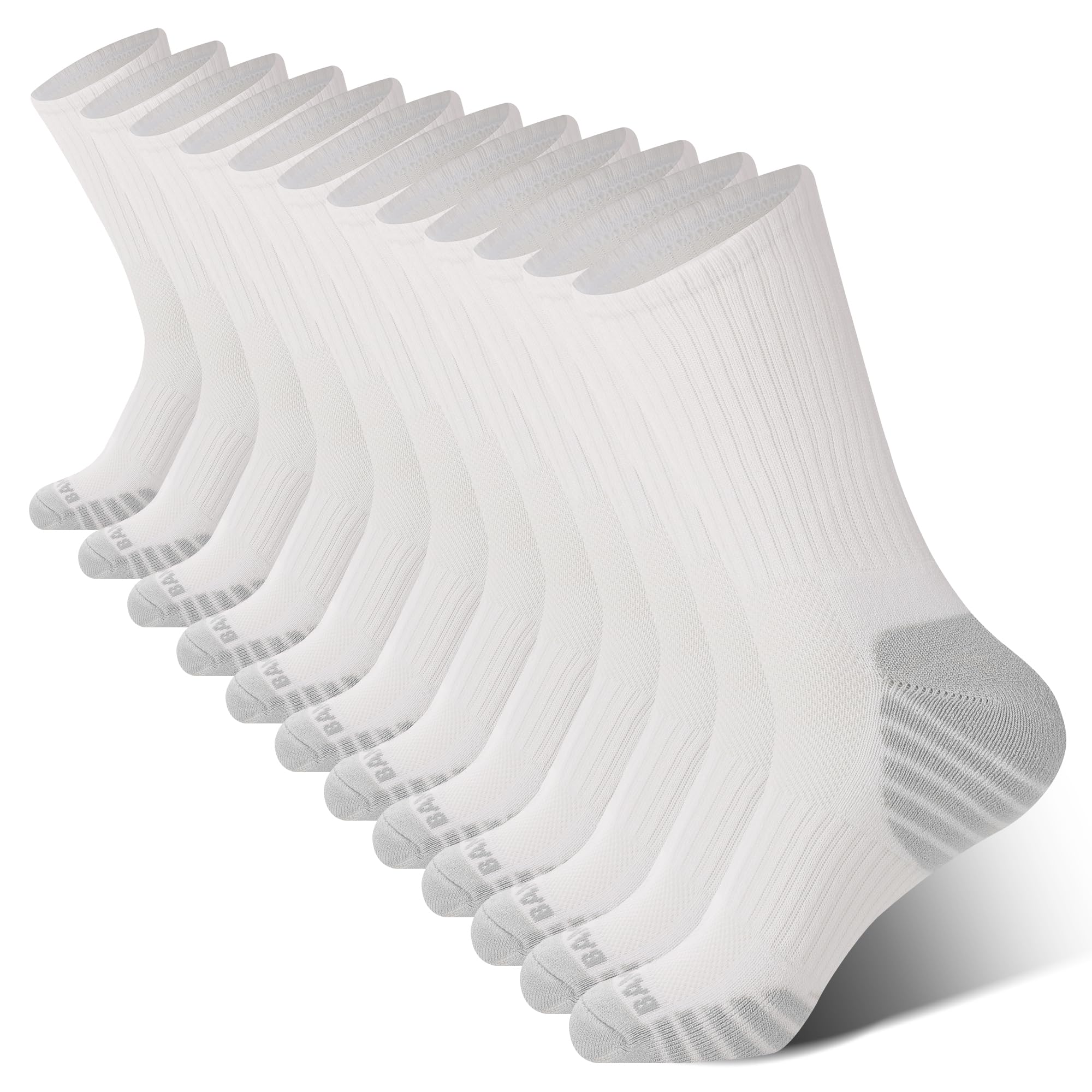 BAMBOO COOL Men's Crew Socks Athletic Running Sports Socks, Cushioned Moisture Wicking, Breathable Arch Support 6 Pack