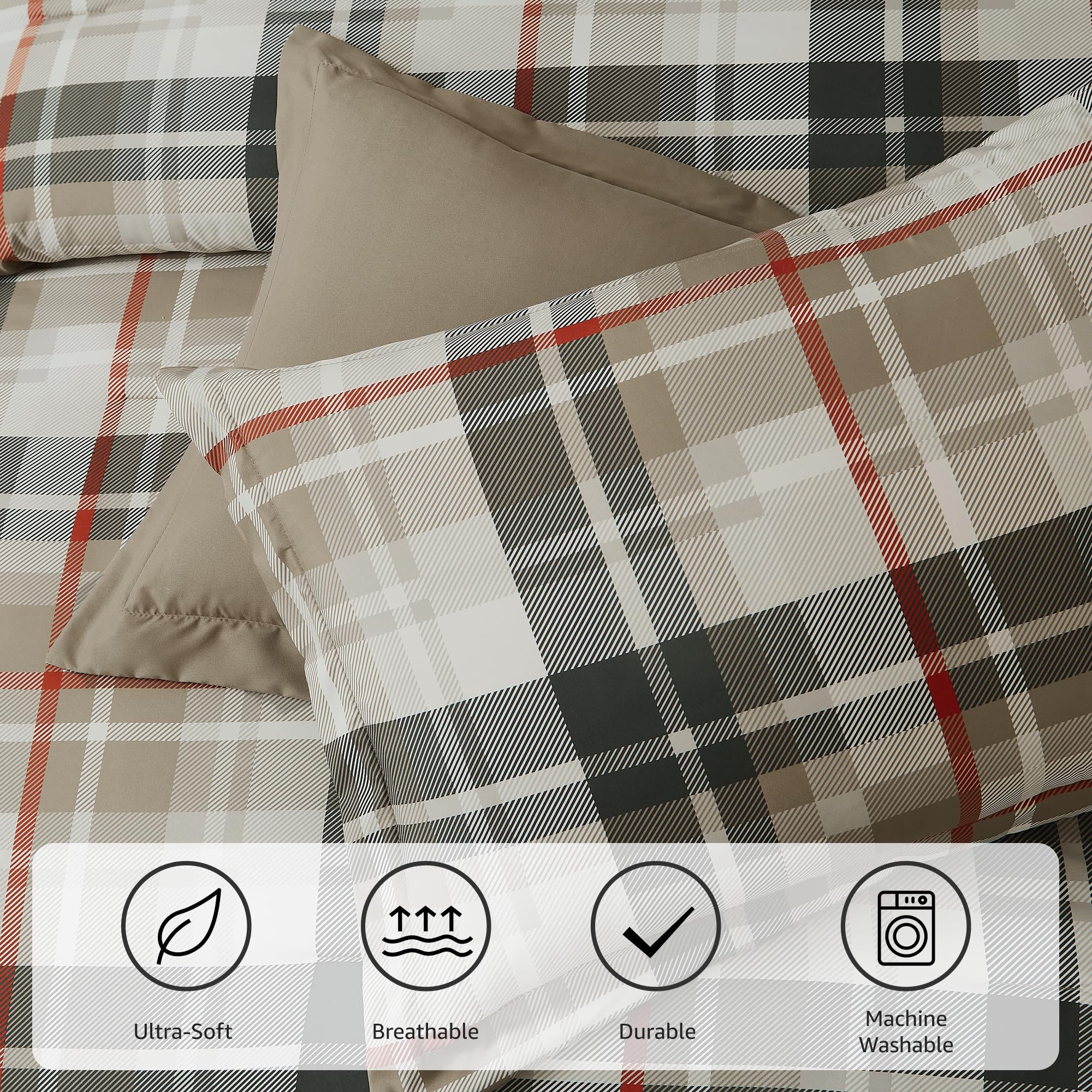 MaiRêve Plaid Twin XL Comforter Set Navy Blue 5 Pieces Dorm Bed in a Bag | Rustic Farmhouse Bedding Sets for Boys Teen with Sheets, Pillowcase & Sham