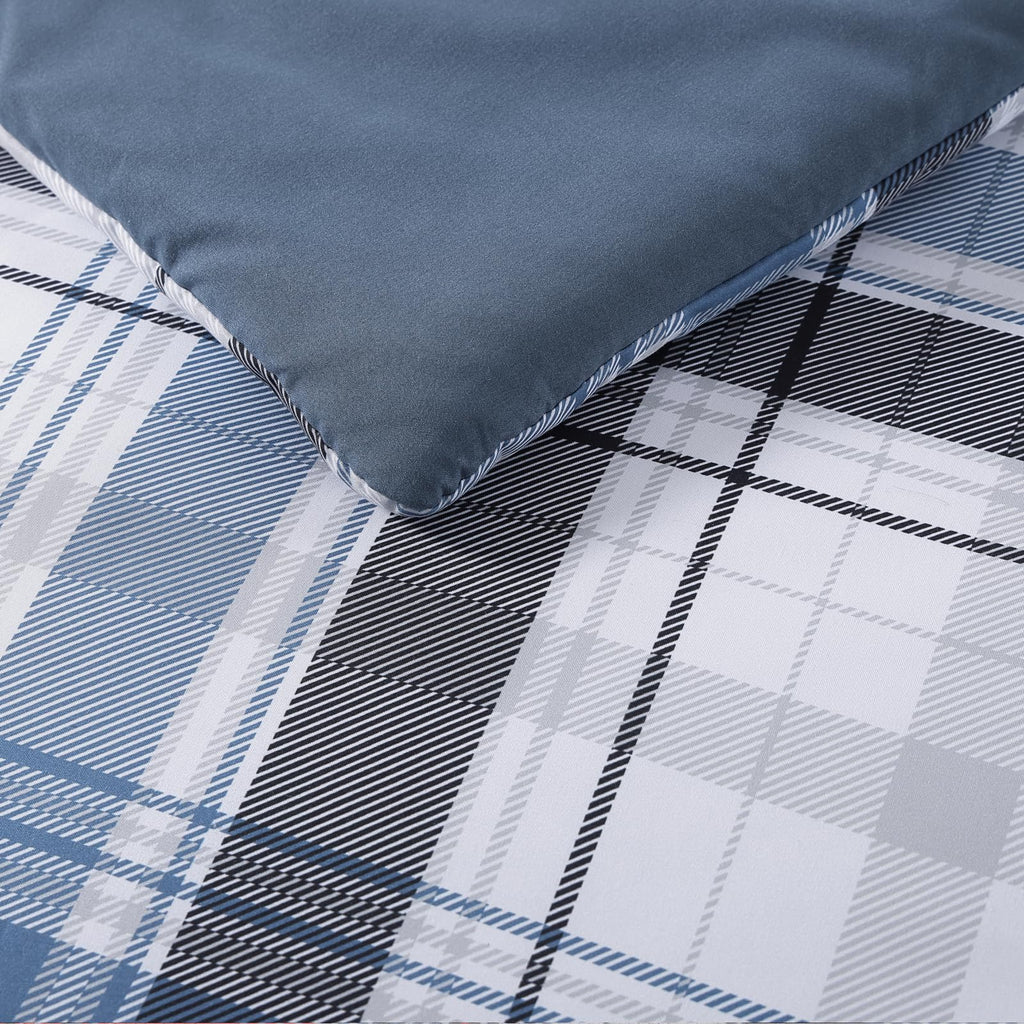 MaiRêve Plaid Twin XL Comforter Set Navy Blue 5 Pieces Dorm Bed in a Bag | Rustic Farmhouse Bedding Sets for Boys Teen with Sheets, Pillowcase & Sham