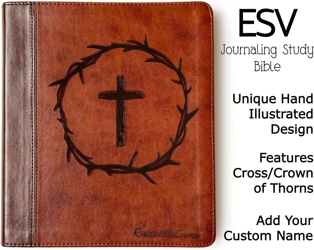 Hand Lettered and Laser Engraved ESV Journaling Study Bible, Personalized Gift, Custom Name Engraving Available