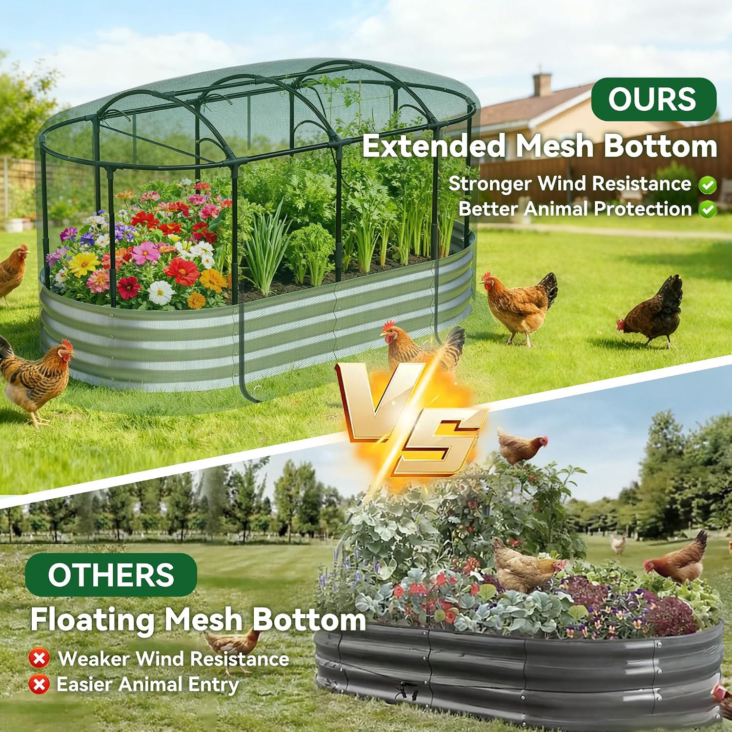 Lineware Raised Garden Bed with Sprinkler Timer and Self-Watering System, 6x3x1 ft Elevated Planter Boxes Outdoor with Mesh Cover, Galvanized Raised Beds for,Vegetables,Flowers, Backyard, Patio