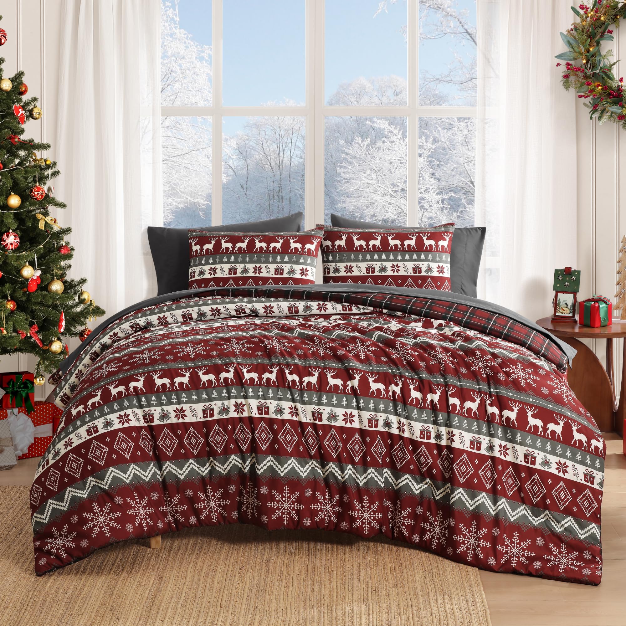 MaiRêve Plaid Twin XL Comforter Set Navy Blue 5 Pieces Dorm Bed in a Bag | Rustic Farmhouse Bedding Sets for Boys Teen with Sheets, Pillowcase & Sham