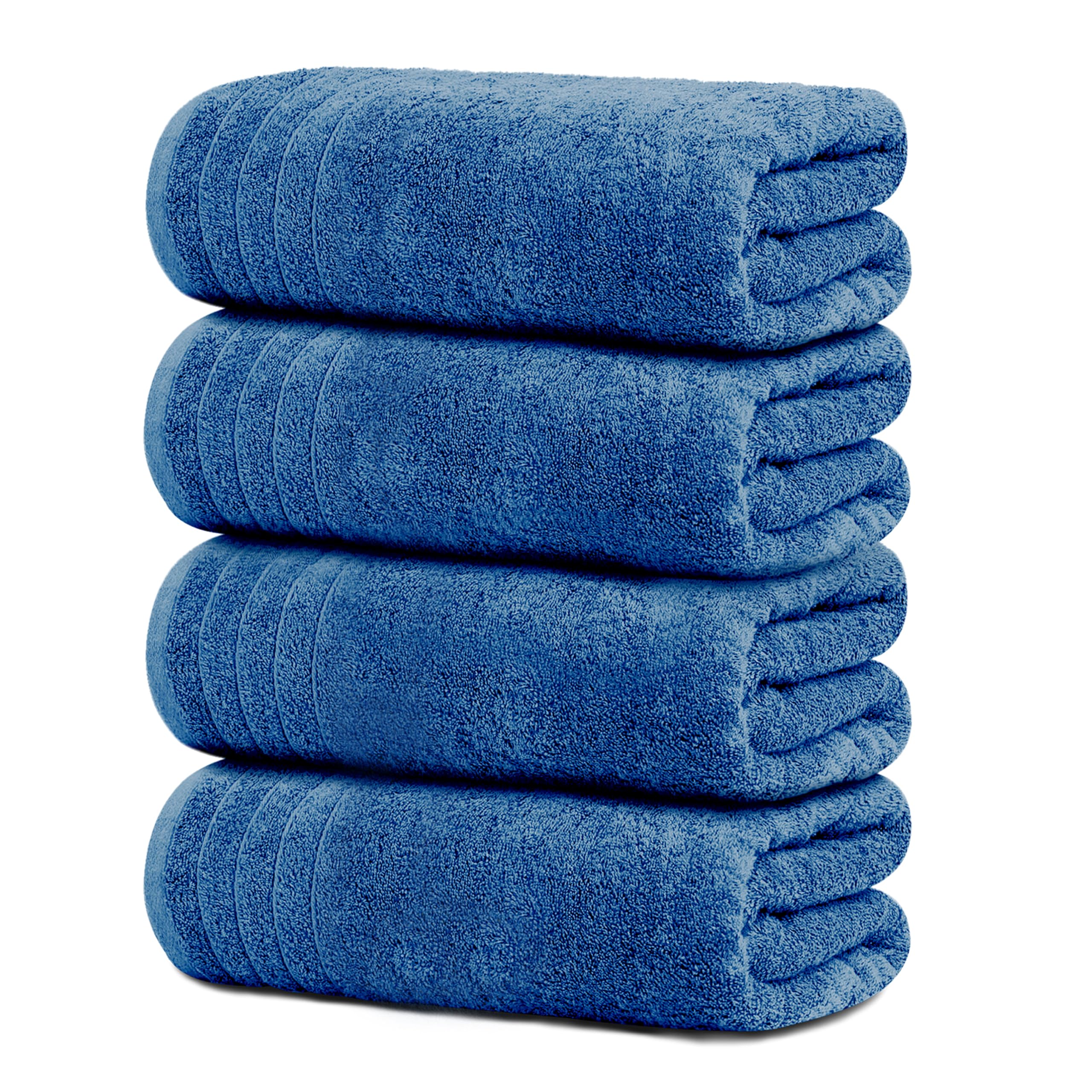 Tens Towels Pack of 4 Extra Large Bath Towels 30 x 60 Inches, 100% Cotton, Larger & Lighter Weight, Quicker to Dry, Super Soft and Absorbent, Perfect for Bathroom, Black