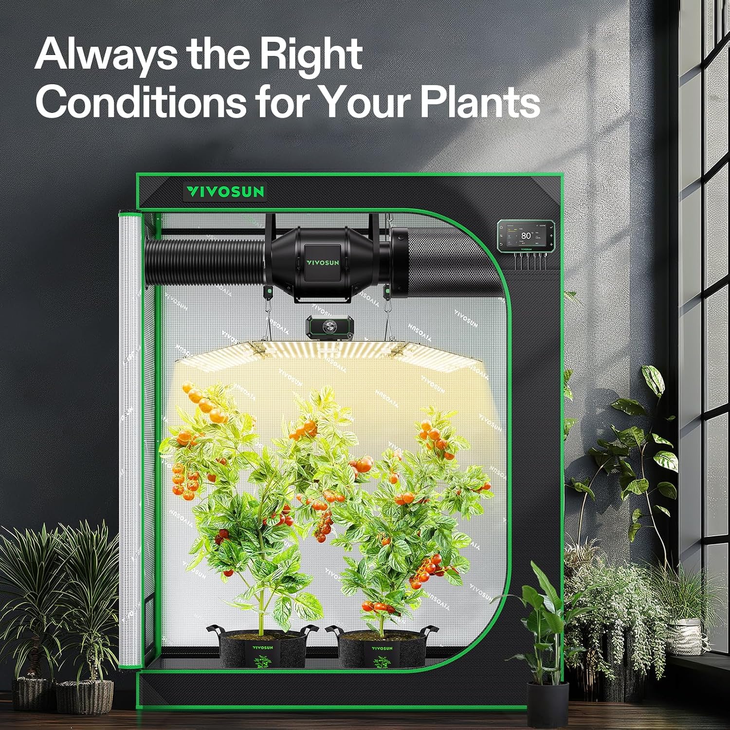 VIVOSUN Smart Grow Tent Kit 2x4, 2-Plant WiFi-Integrated Grow System | including 200W Full Spectrum LED,Automatic Control with GrowHub E42A+, Efficient Ventilation System,48x24x60" Grow Tent
