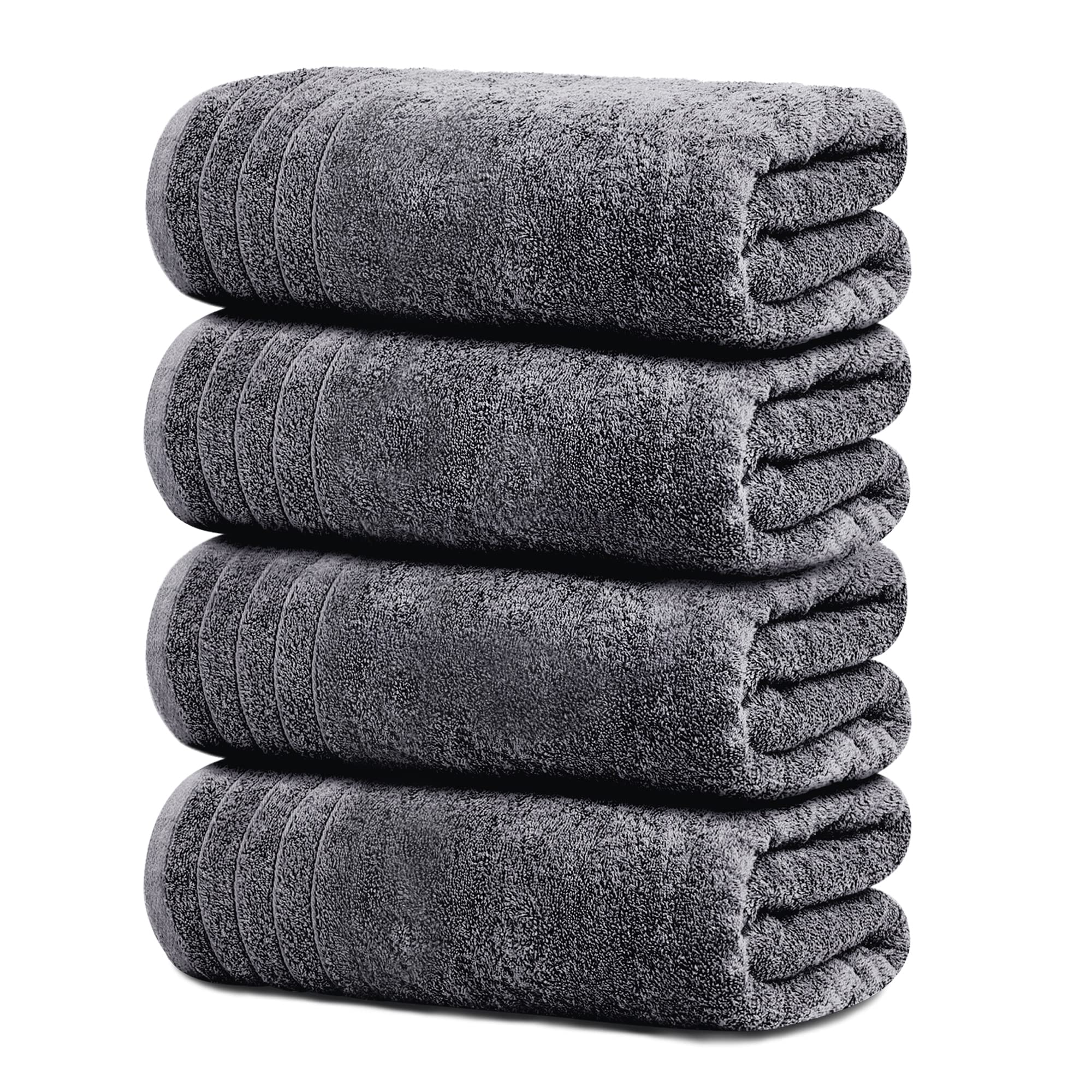 Tens Towels Pack of 4 Extra Large Bath Towels 30 x 60 Inches, 100% Cotton, Larger & Lighter Weight, Quicker to Dry, Super Soft and Absorbent, Perfect for Bathroom, Black