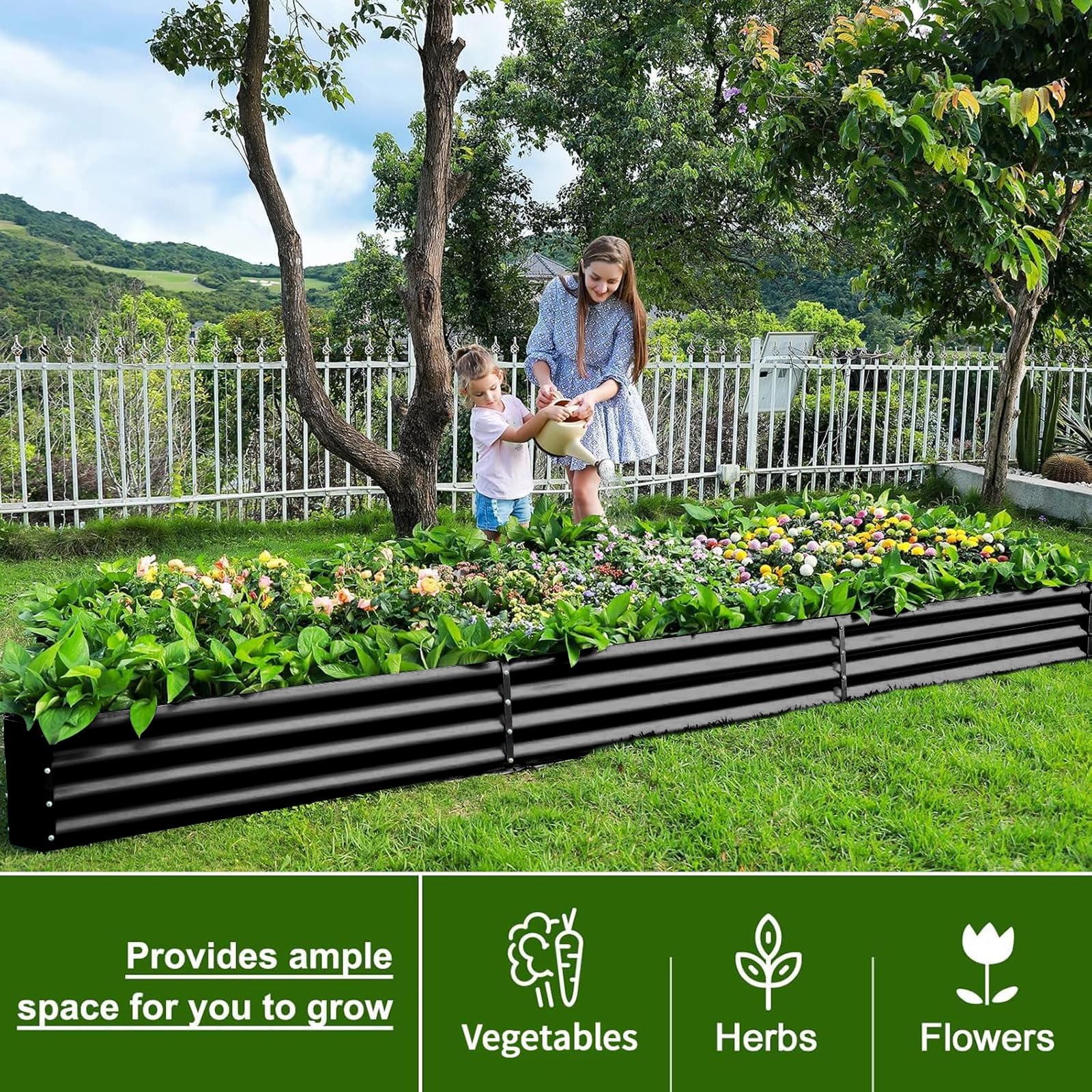 Land Guard 3 Pack 8×4×1ft Galvanized Metal Raised Garden Bed, Metal Planter Kit Box Outdoor for Deep-Rooted Vegetables, Flowers, Green and Herbs, Silver