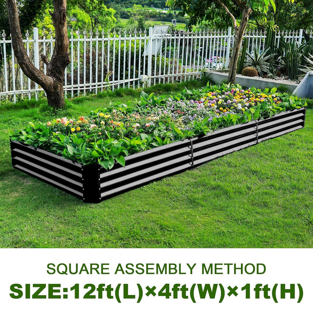 Land Guard 3 Pack 8×4×1ft Galvanized Metal Raised Garden Bed, Metal Planter Kit Box Outdoor for Deep-Rooted Vegetables, Flowers, Green and Herbs, Silver