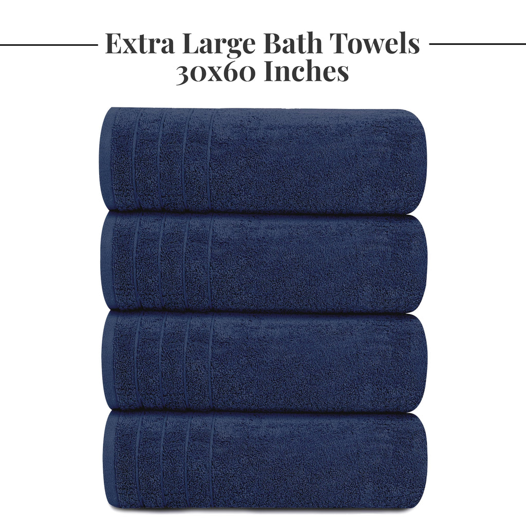Tens Towels Pack of 4 Extra Large Bath Towels 30 x 60 Inches, 100% Cotton, Larger & Lighter Weight, Quicker to Dry, Super Soft and Absorbent, Perfect for Bathroom, Black