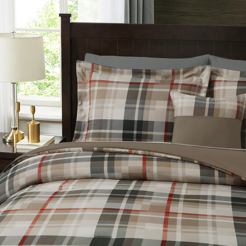 MaiRêve Plaid Twin XL Comforter Set Navy Blue 5 Pieces Dorm Bed in a Bag | Rustic Farmhouse Bedding Sets for Boys Teen with Sheets, Pillowcase & Sham