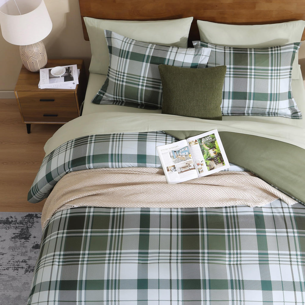 MaiRêve Plaid Twin XL Comforter Set Navy Blue 5 Pieces Dorm Bed in a Bag | Rustic Farmhouse Bedding Sets for Boys Teen with Sheets, Pillowcase & Sham