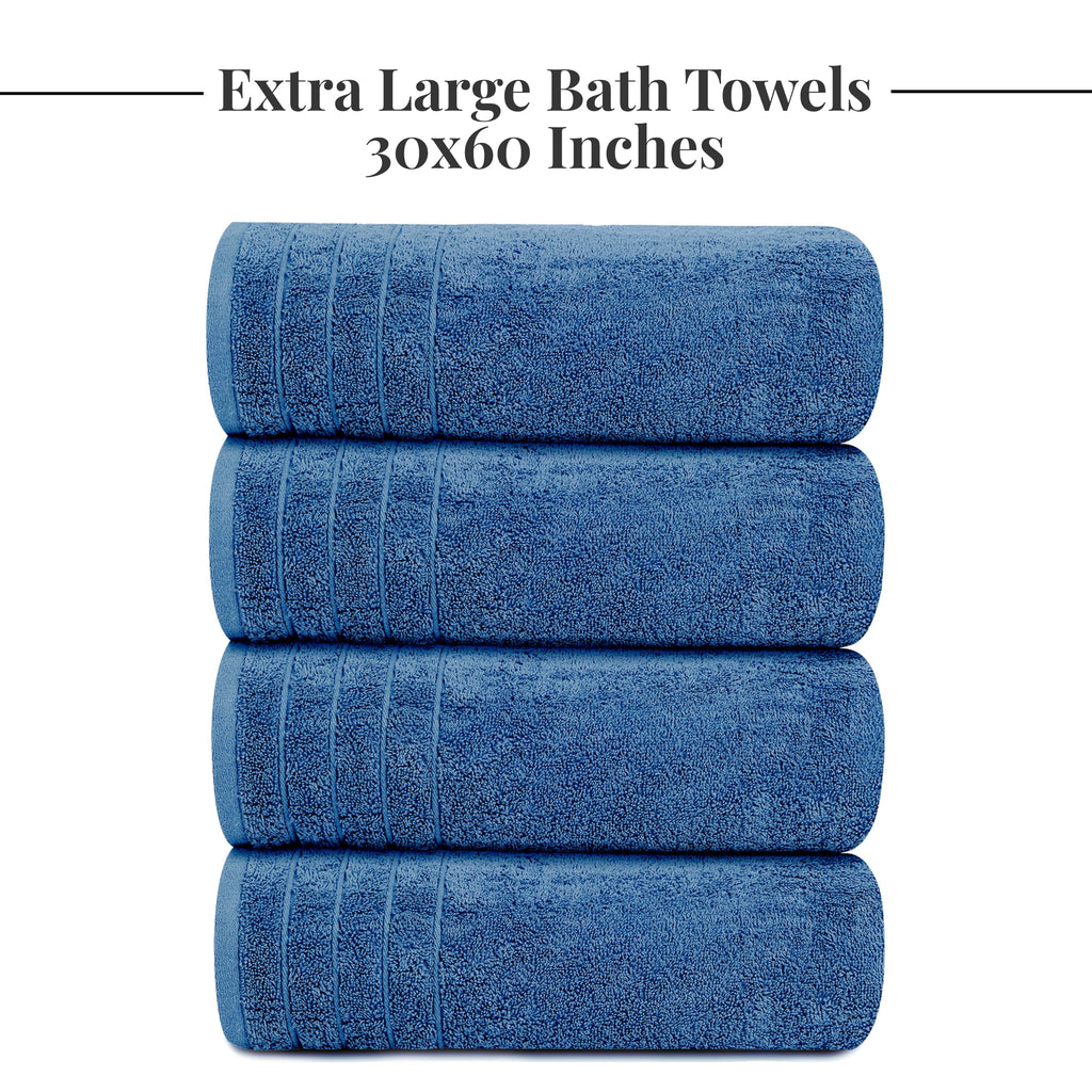 Tens Towels Pack of 4 Extra Large Bath Towels 30 x 60 Inches, 100% Cotton, Larger & Lighter Weight, Quicker to Dry, Super Soft and Absorbent, Perfect for Bathroom, Black