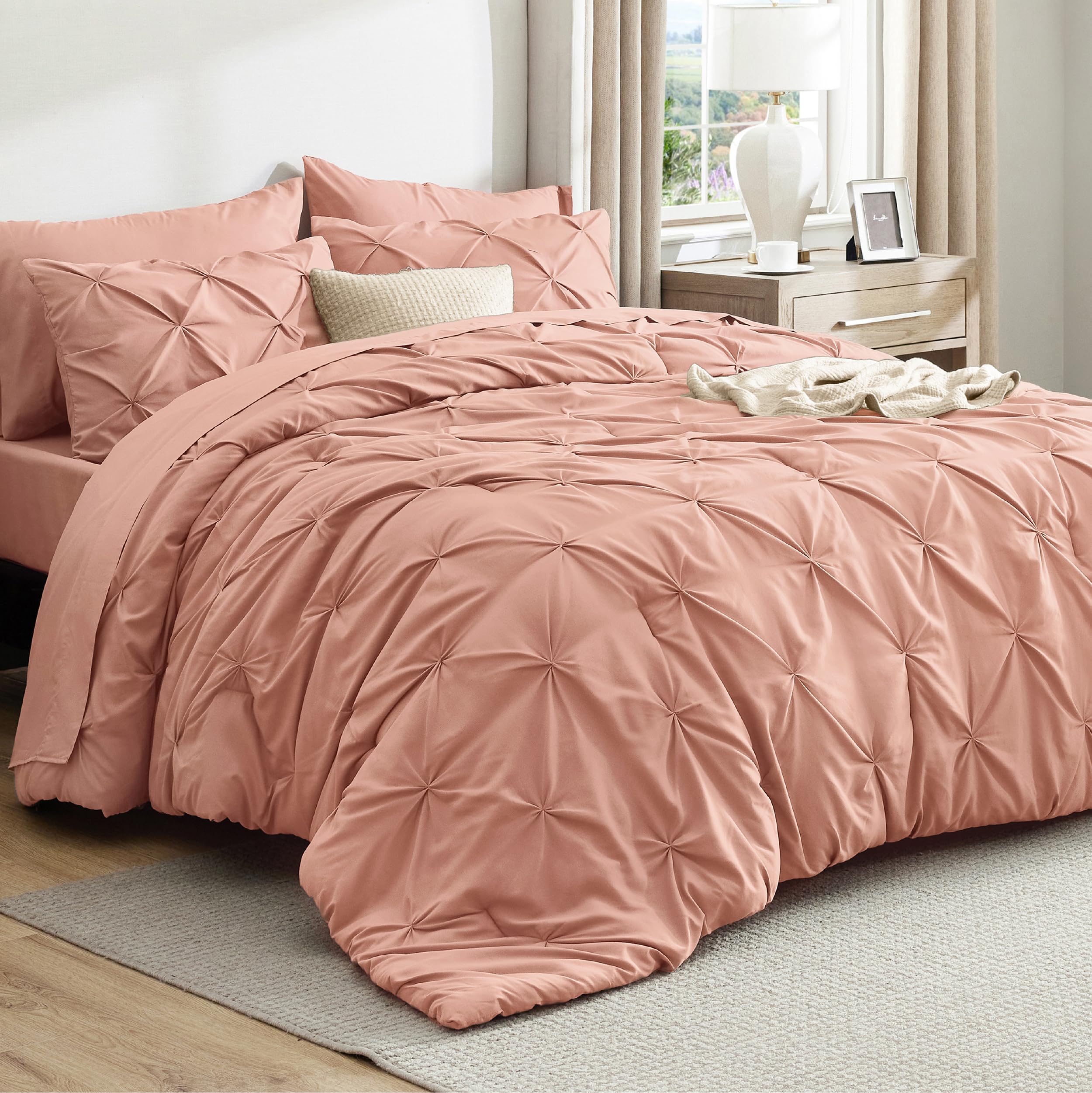 Bedsure Twin XL Comforter Set Pink - Dorm Room Essentials for Girls, Extra Long Twin XL Bedding Set with Sheets, All Season Down Alternative Comforter with Sheets, Pillowcase & Sham