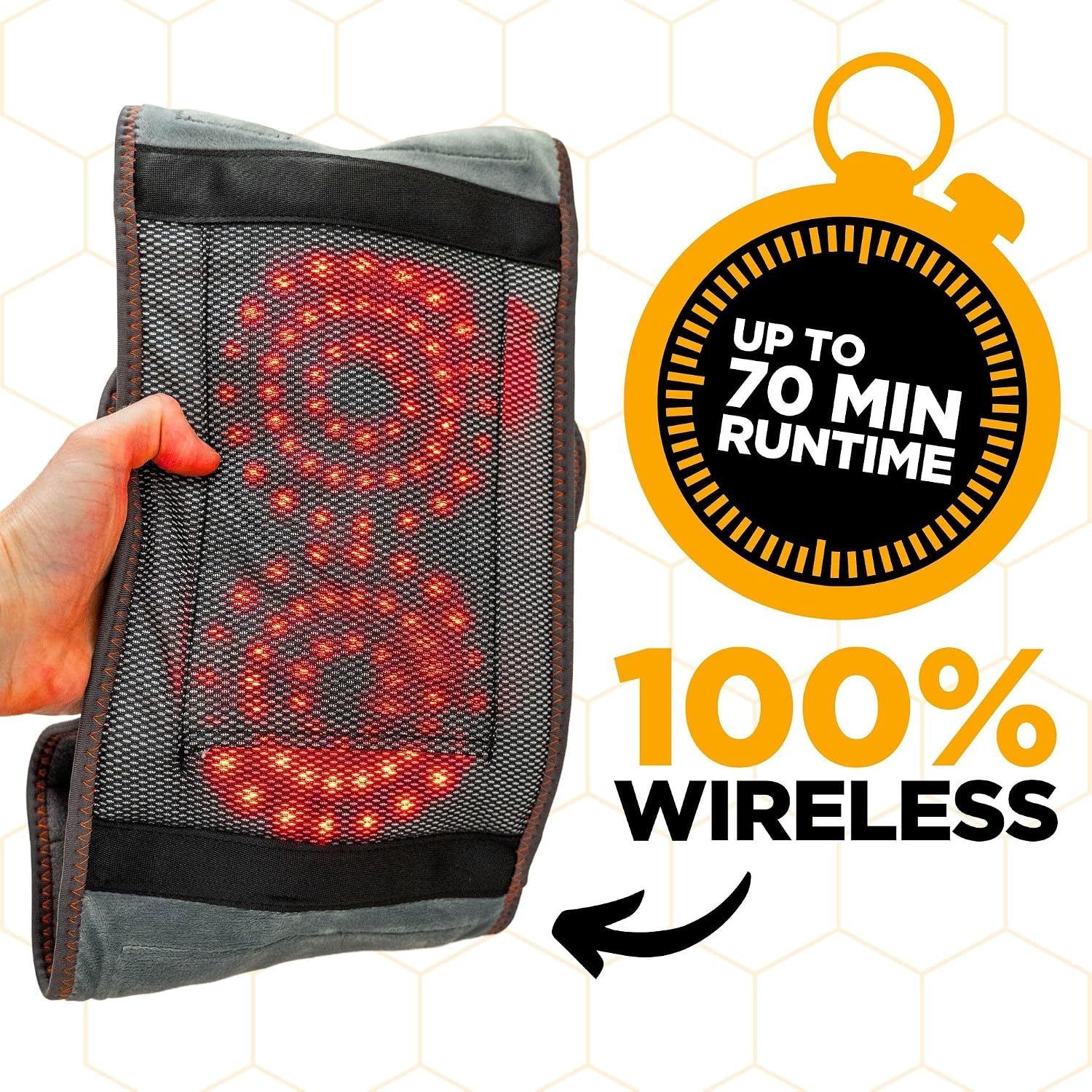 Hatch Belt™ Triple Therapy Red Light Belt – Portable Heating Pad & Deep Tissue Back Massager with Heat, Infrared Light & Vibration – Wearable Lumbar Brace for Lower Back Support