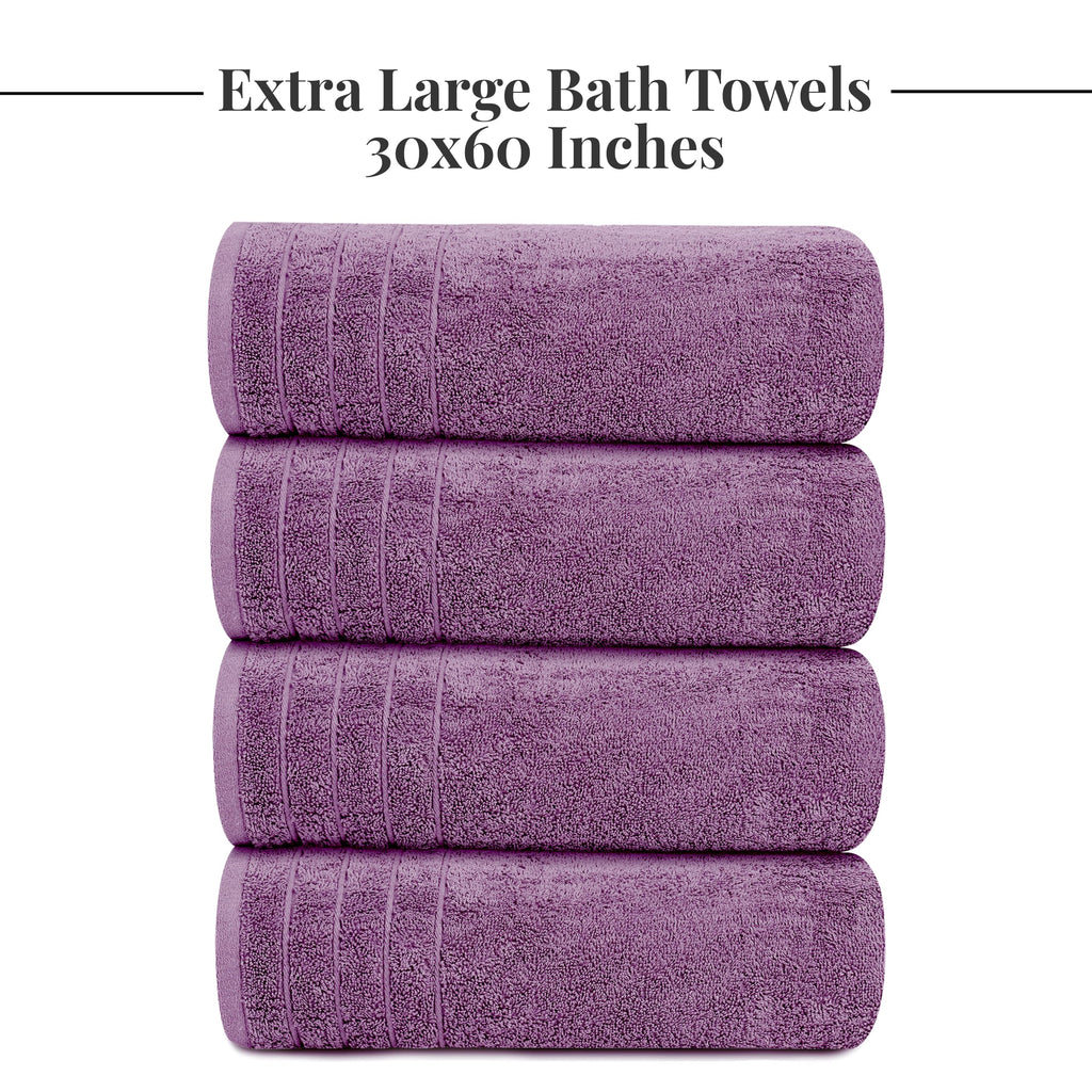 Tens Towels Pack of 4 Extra Large Bath Towels 30 x 60 Inches, 100% Cotton, Larger & Lighter Weight, Quicker to Dry, Super Soft and Absorbent, Perfect for Bathroom, Black